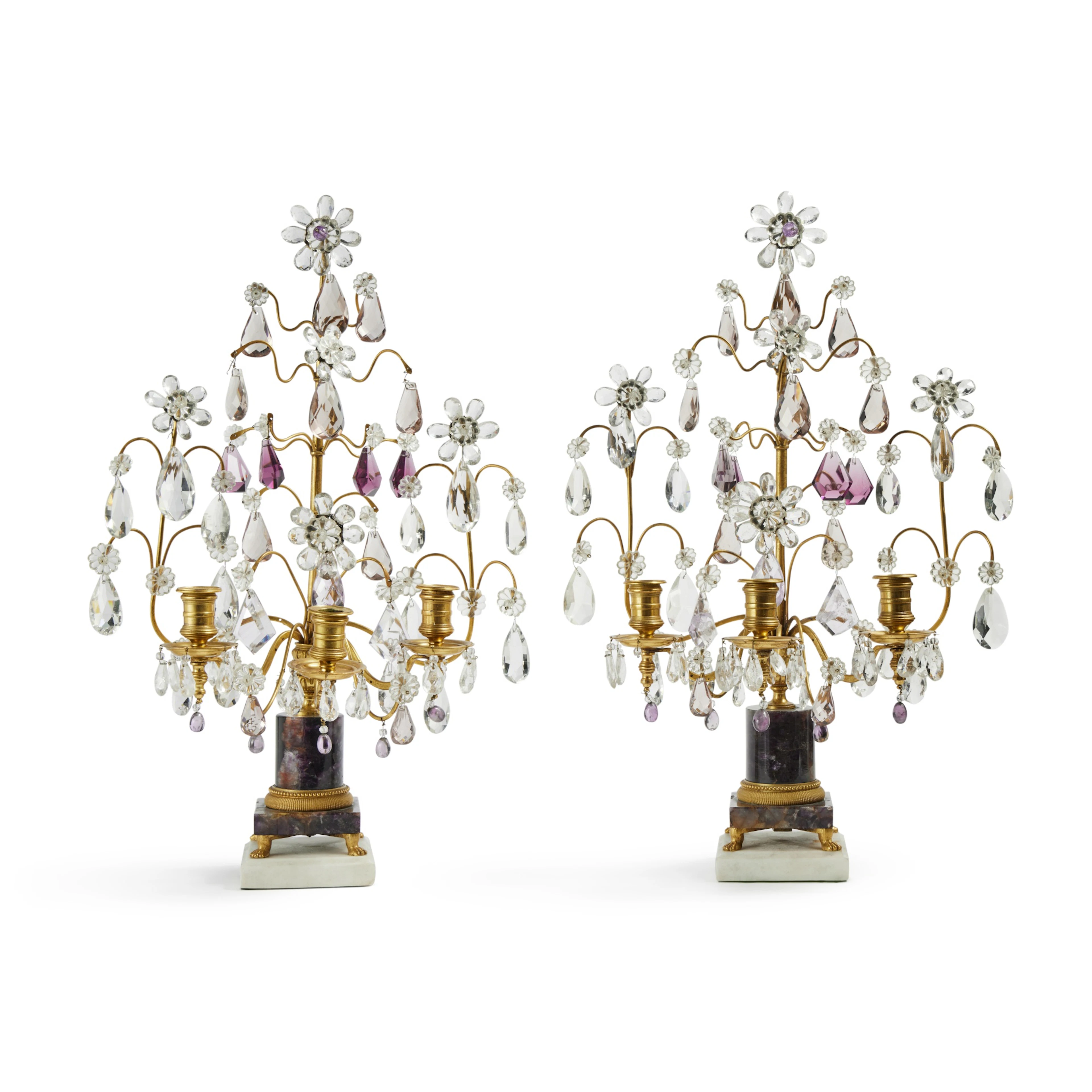 A Pair of Russian Neoclassical Cut-Glass and Amethyst...