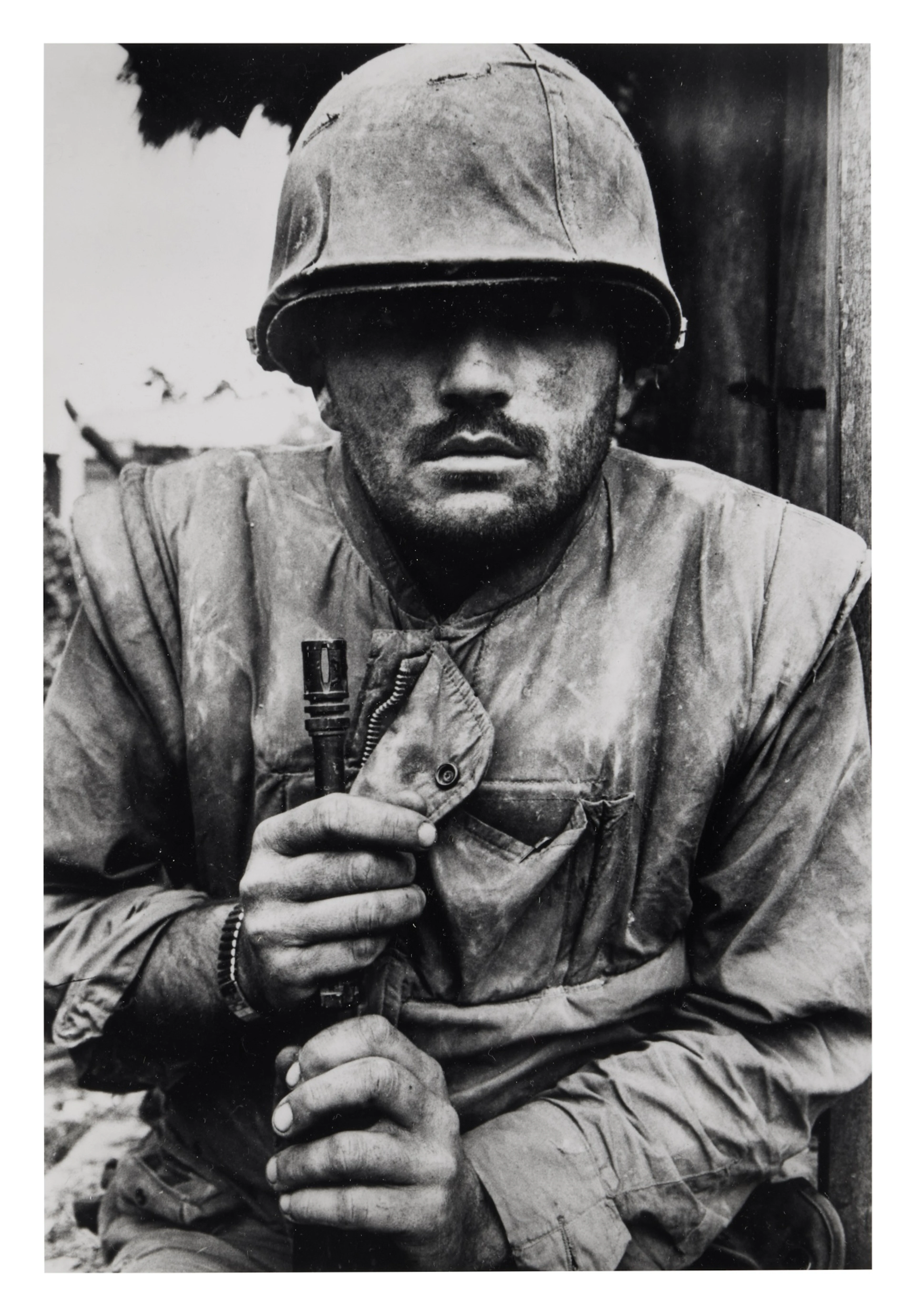 Shell-shocked solider awaiting transportation away from the front line