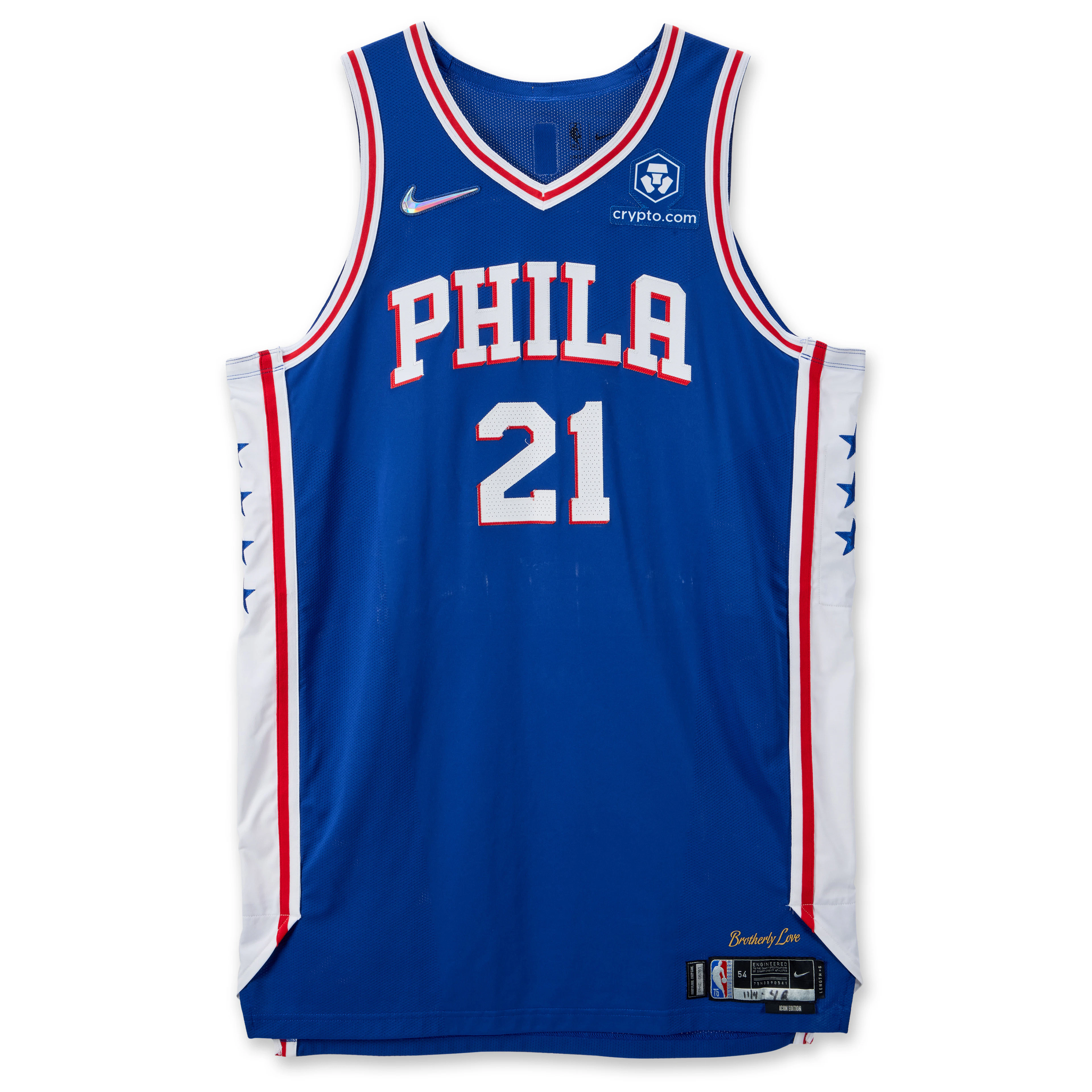 Joel Embiid Philadelphia 76ers 2021-2022 Game Worn Icon Edition Jersey