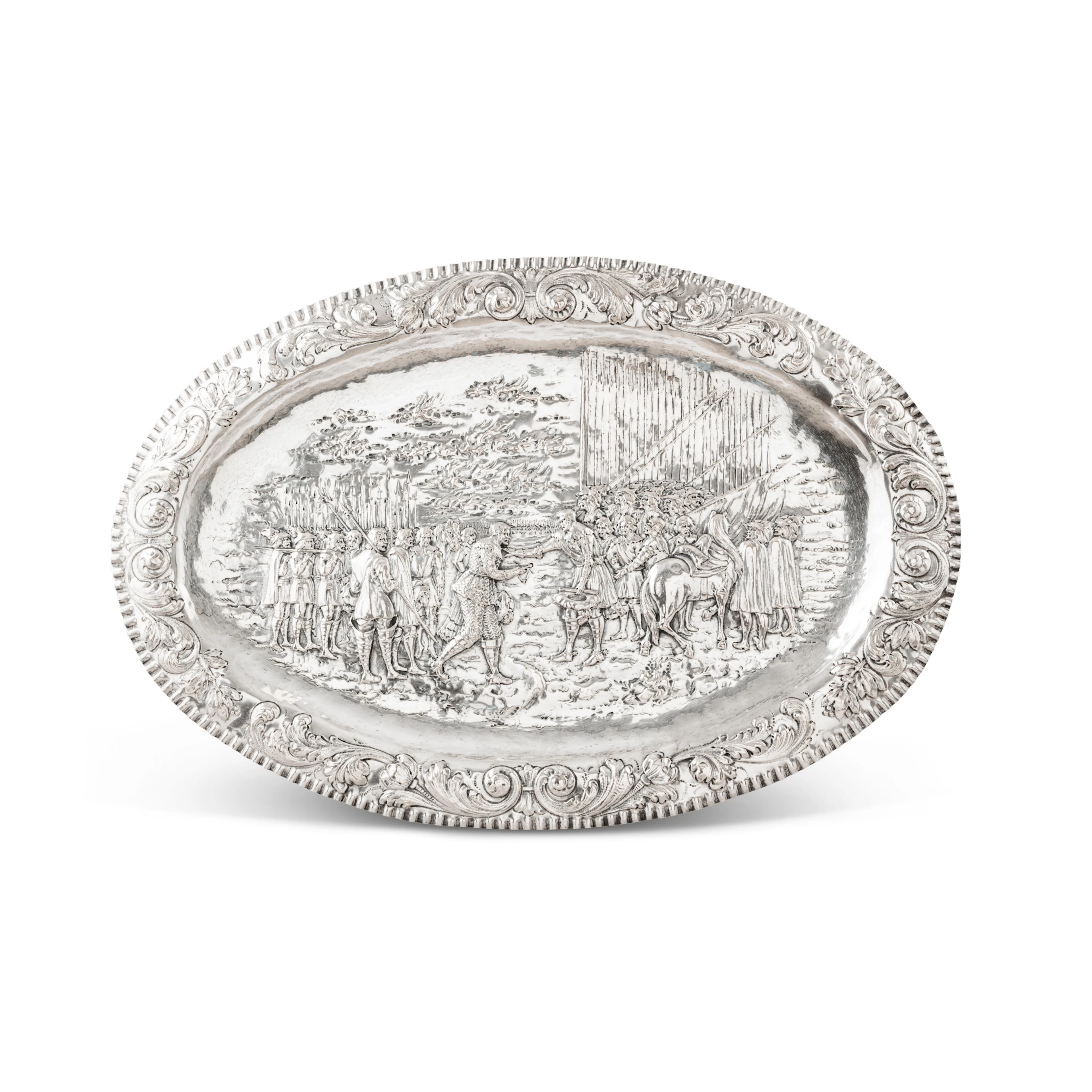 A large silver presentation dish probably Hanau