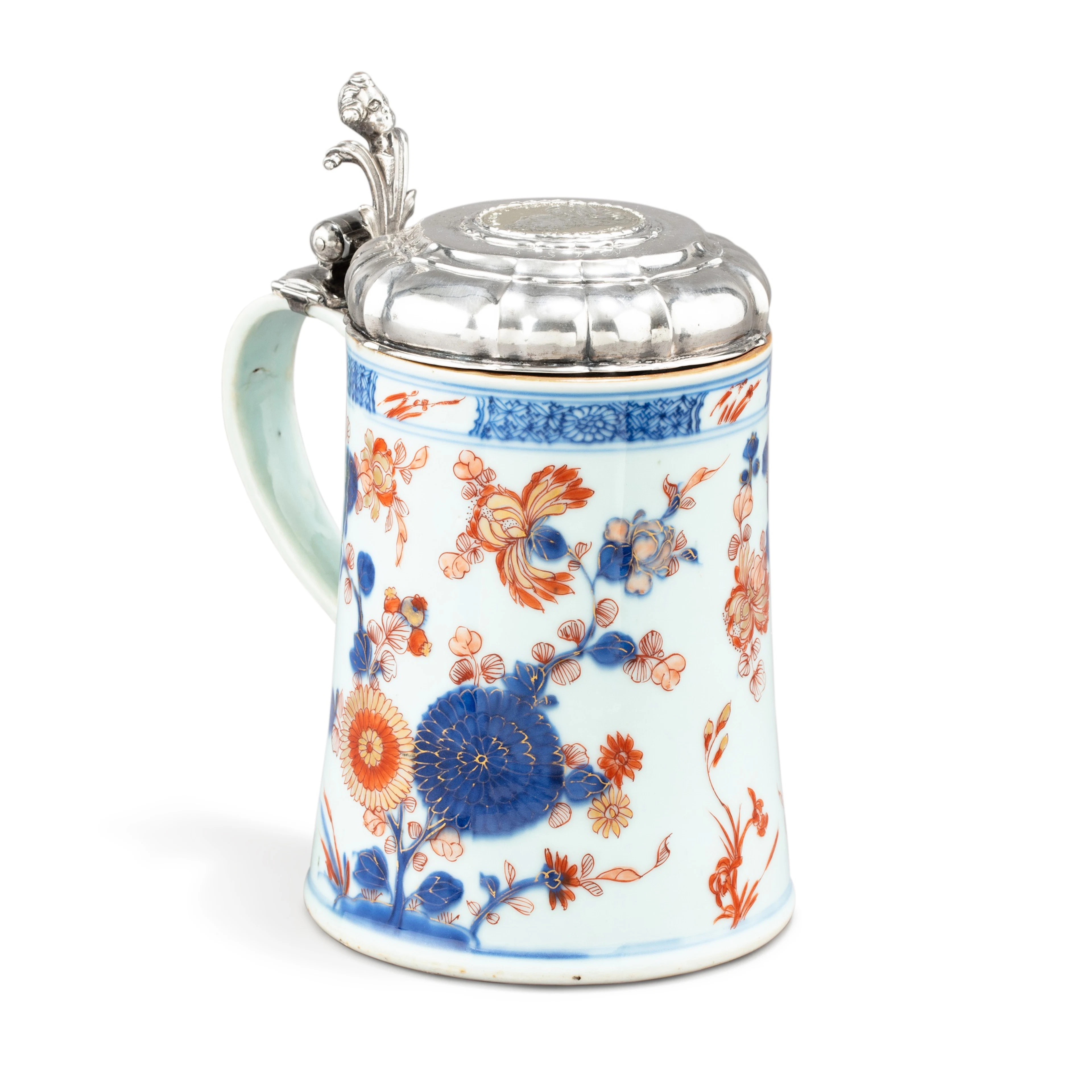 A Danish parcel-gilt silver-mounted Imari porcelain tankard