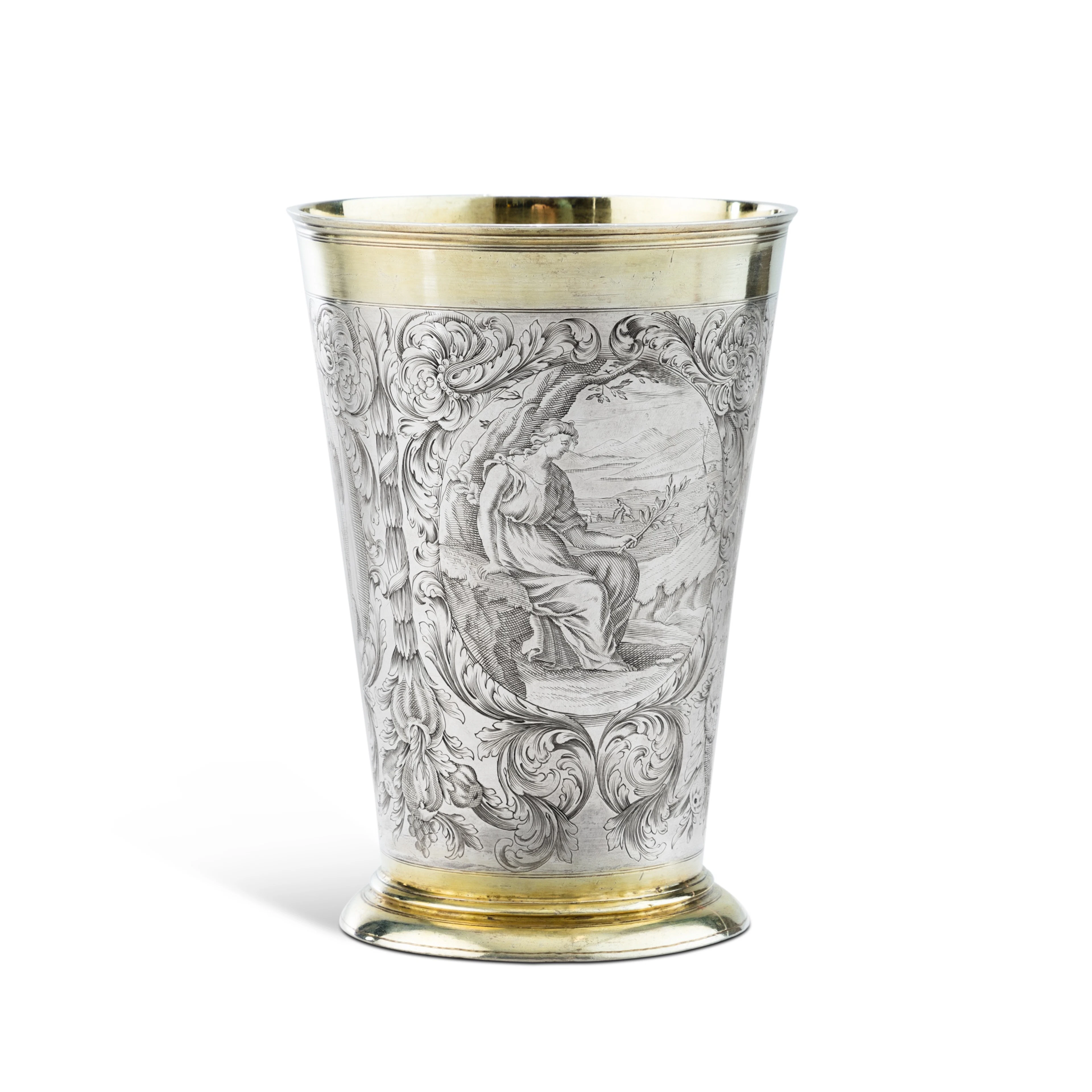A large parcel-gilt silver beaker