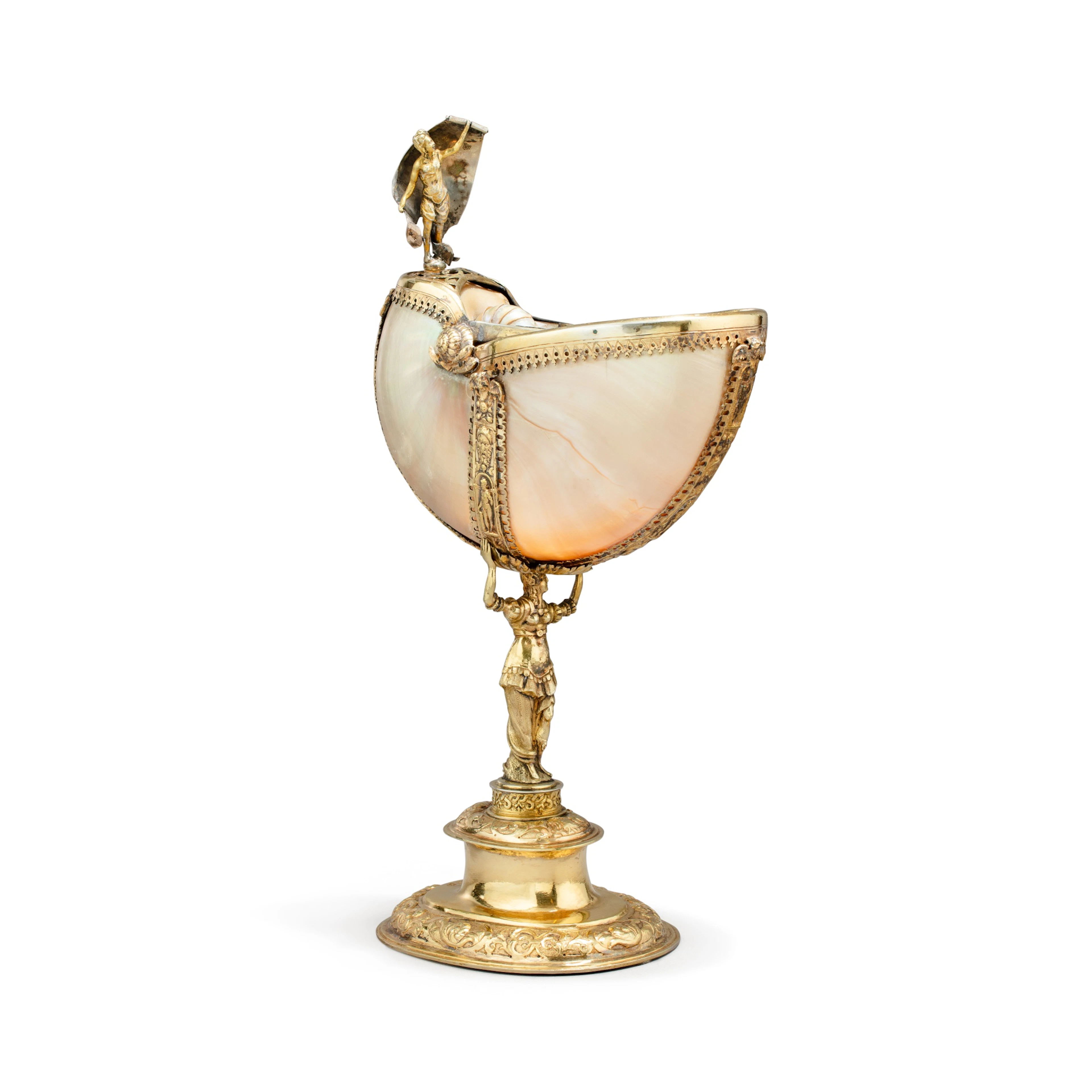 A German nautilus shell cup with silver-gilt mounts