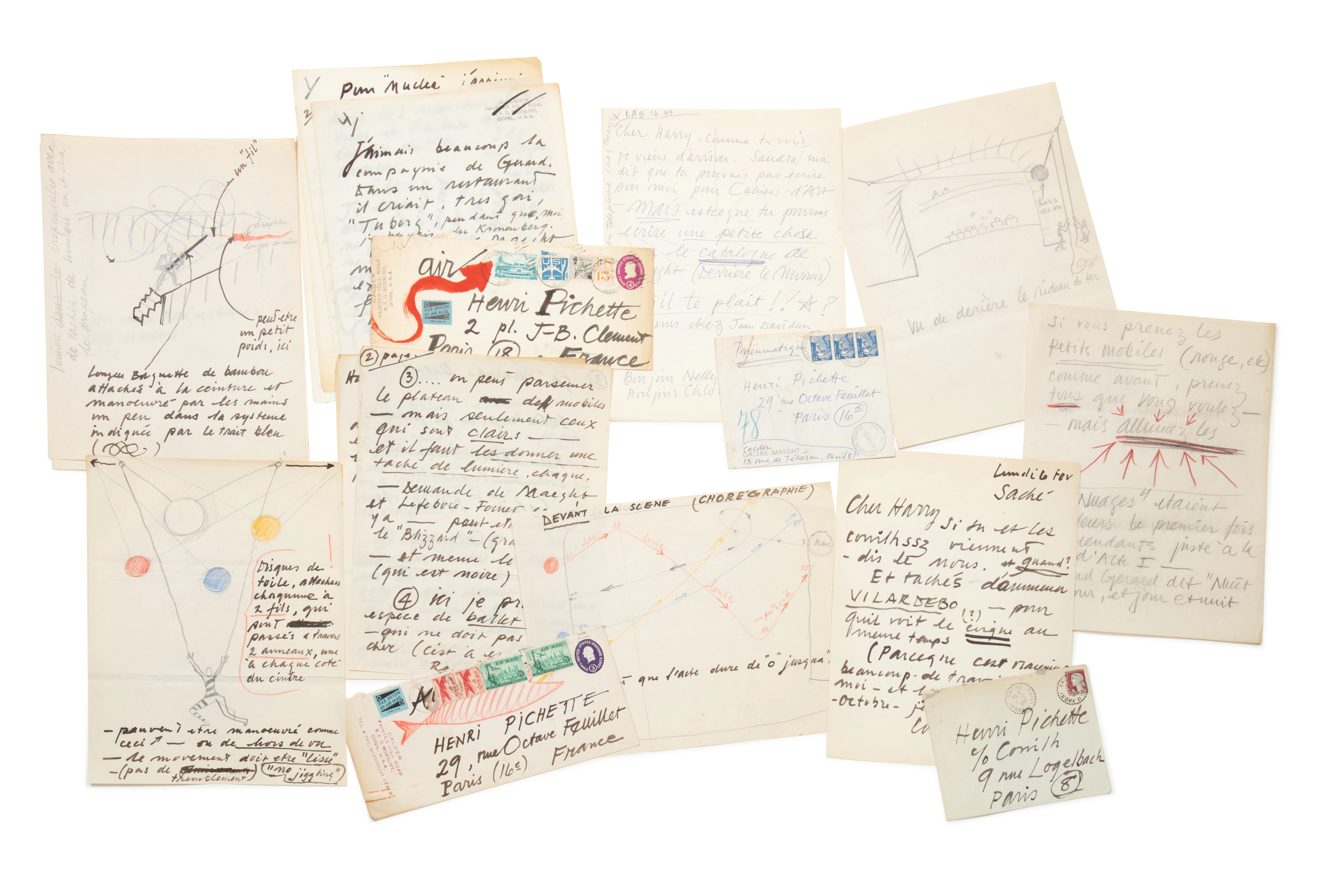 Manuscrits autographes illustrés et lettres autographes signées à Henri Pichette