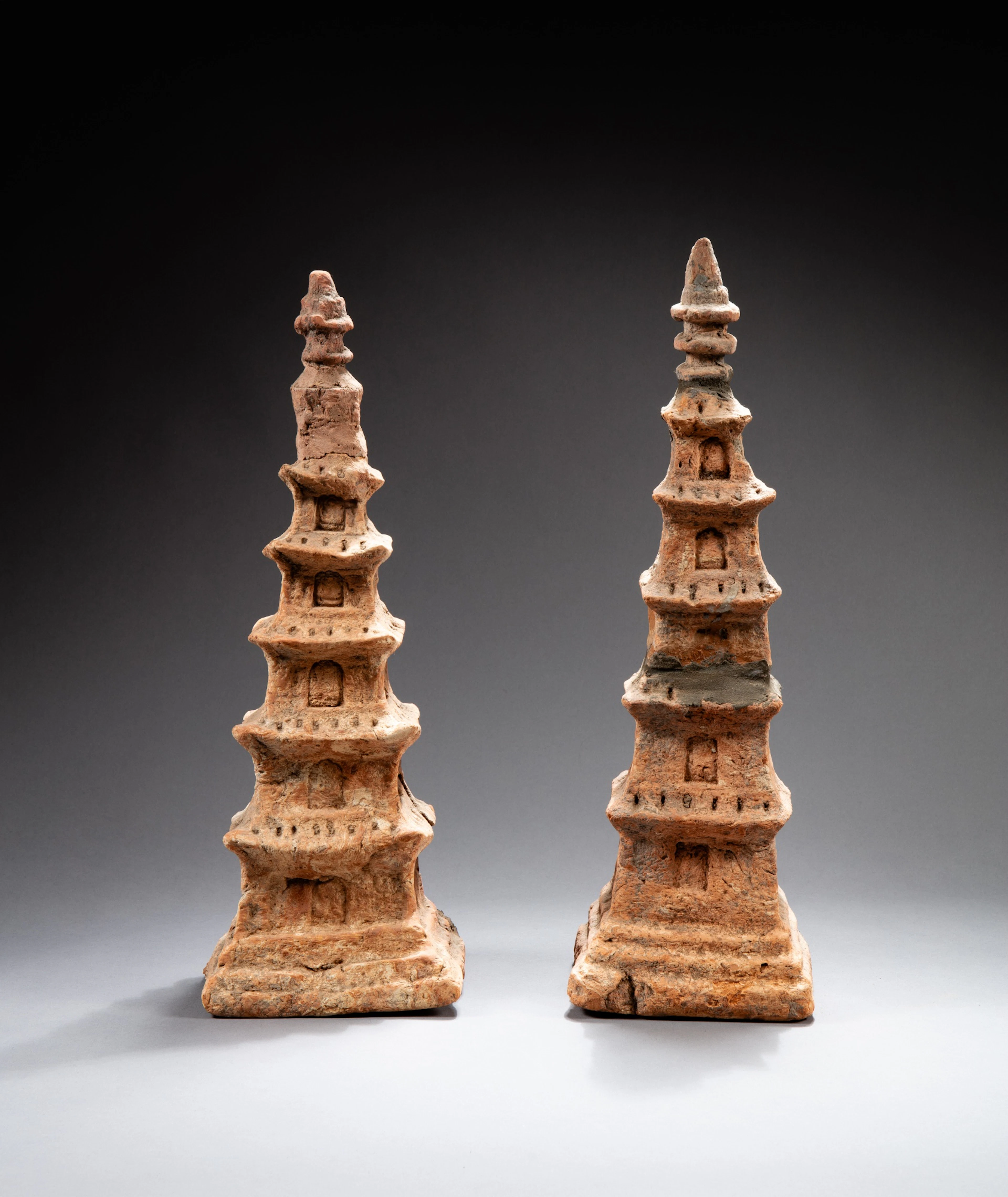 Two pottery models of stupa
