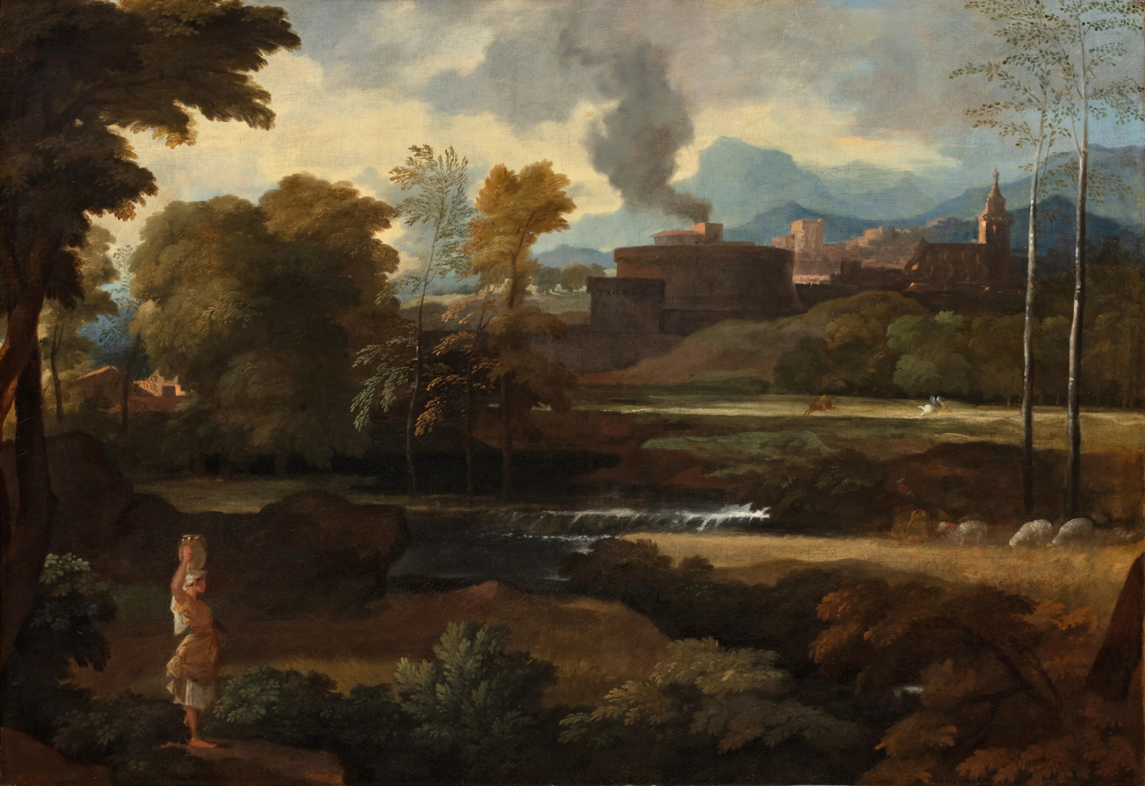 Landscape in the Roman Campagna with a Figure | Paysage de la campagne romaine
