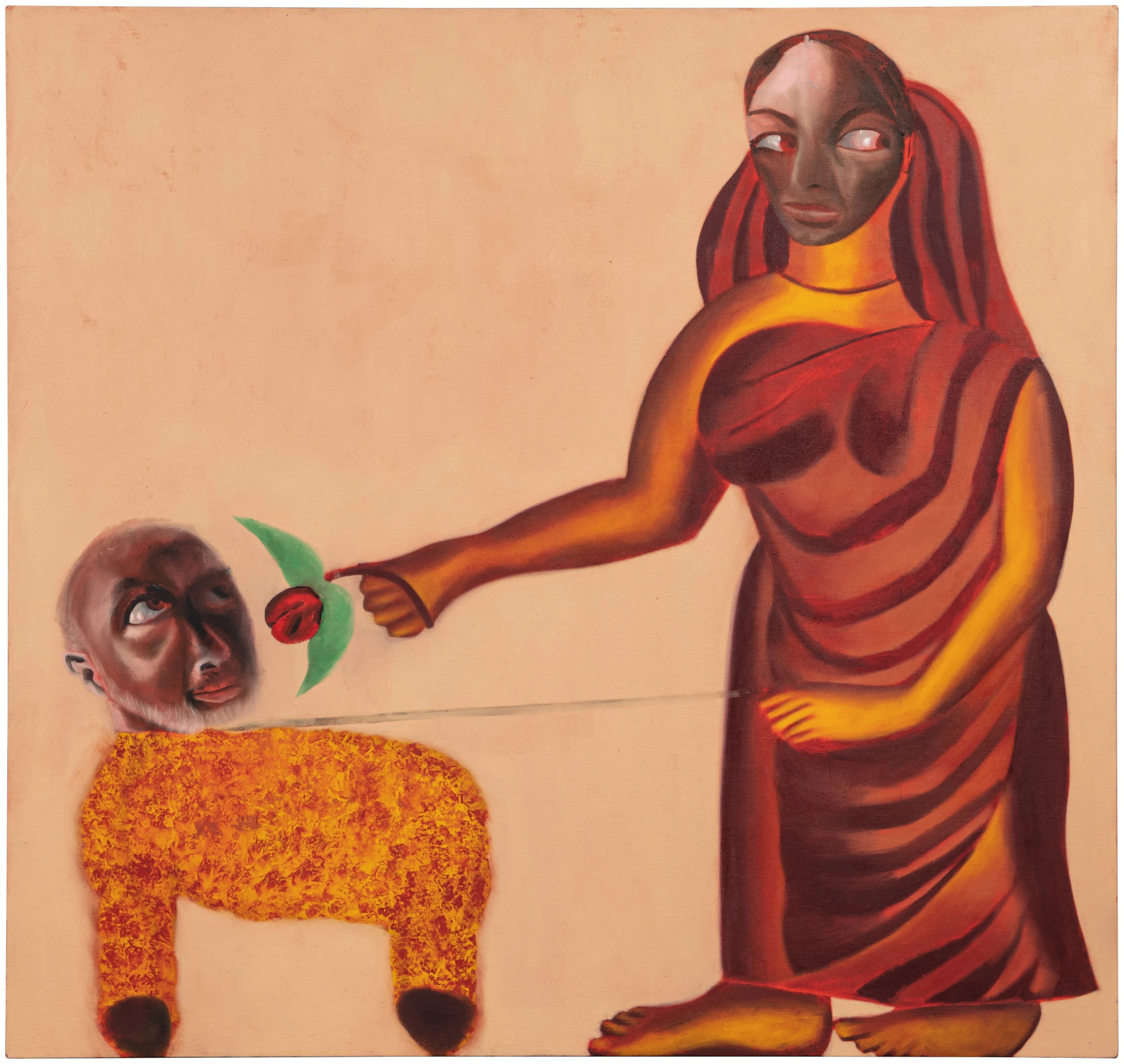 Selfportrait with Wife after a Kalighat Painting