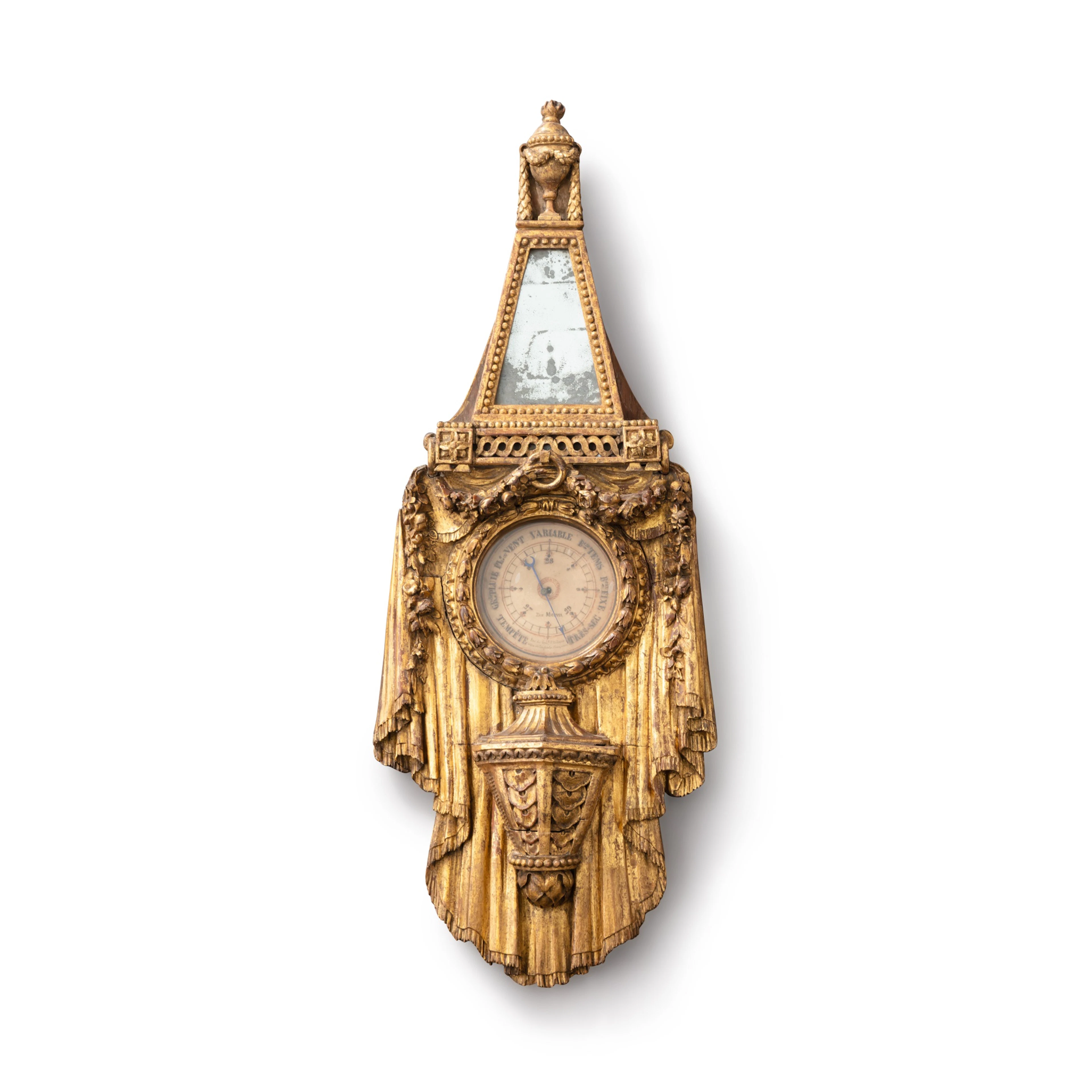 A Louis XVI giltwood and glass barometer