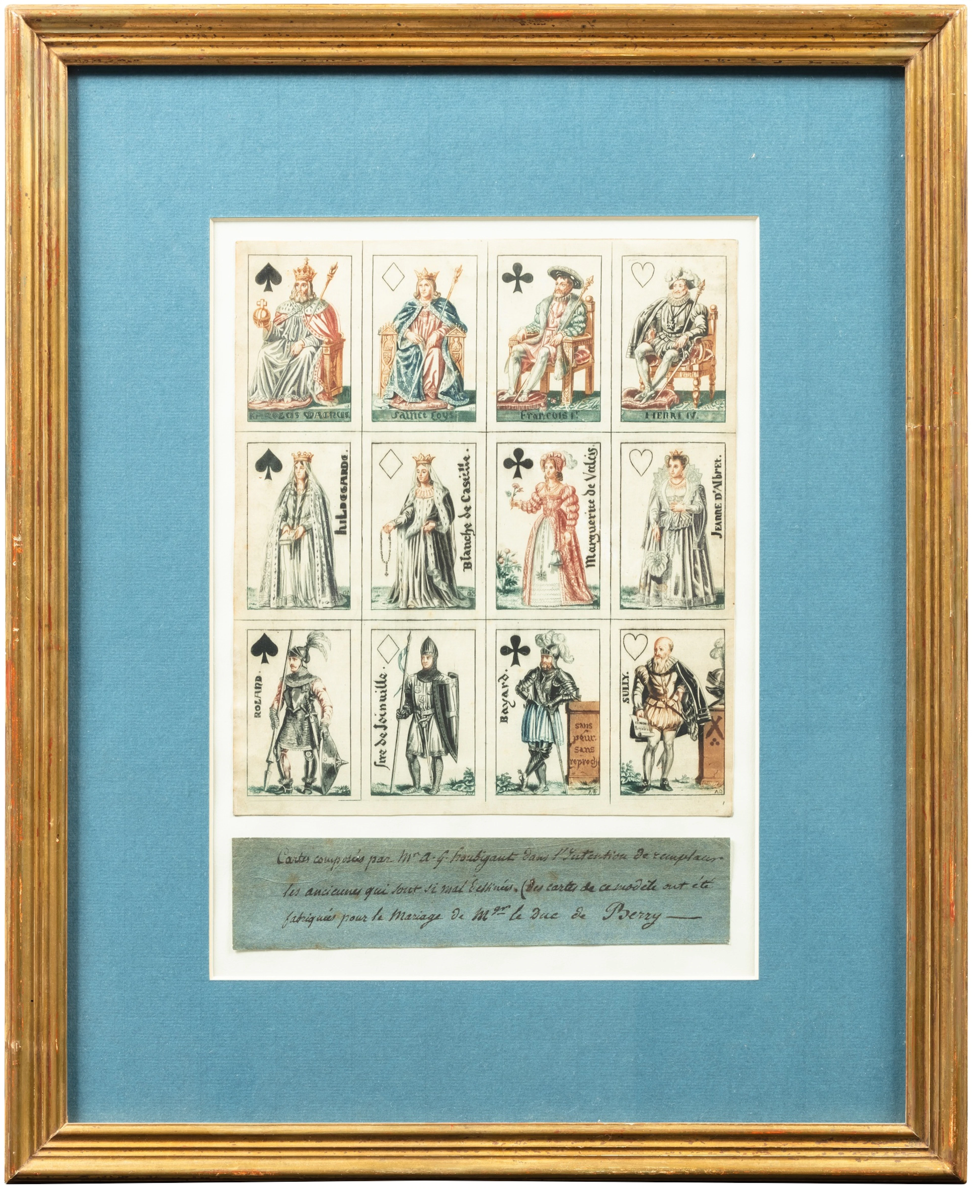 Twelve Indian ink and watercolour playing cards by Armand-Gustave Houbigant