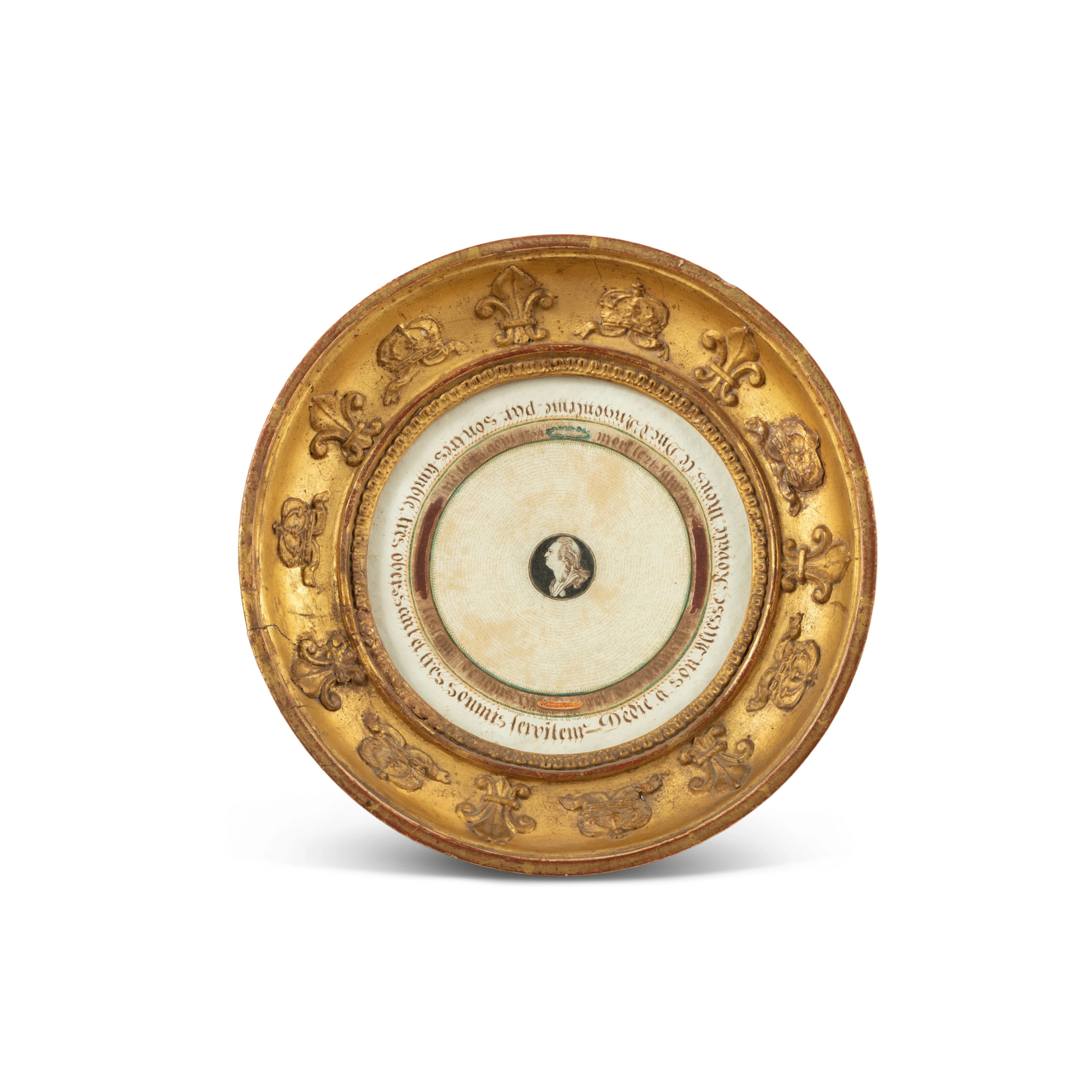 A paper miniature with a giltwood and plaster frame