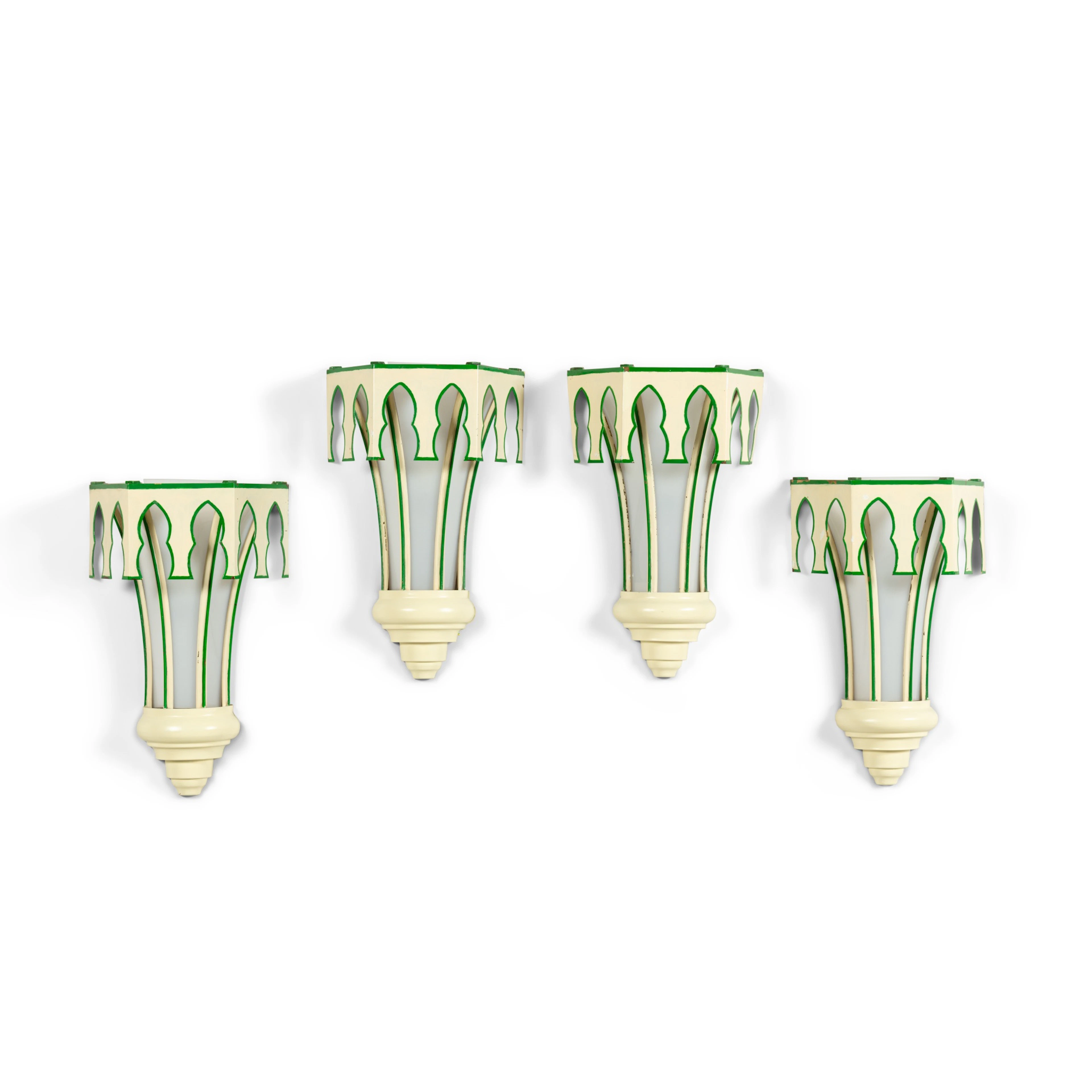 A set of four painted metal wall lights