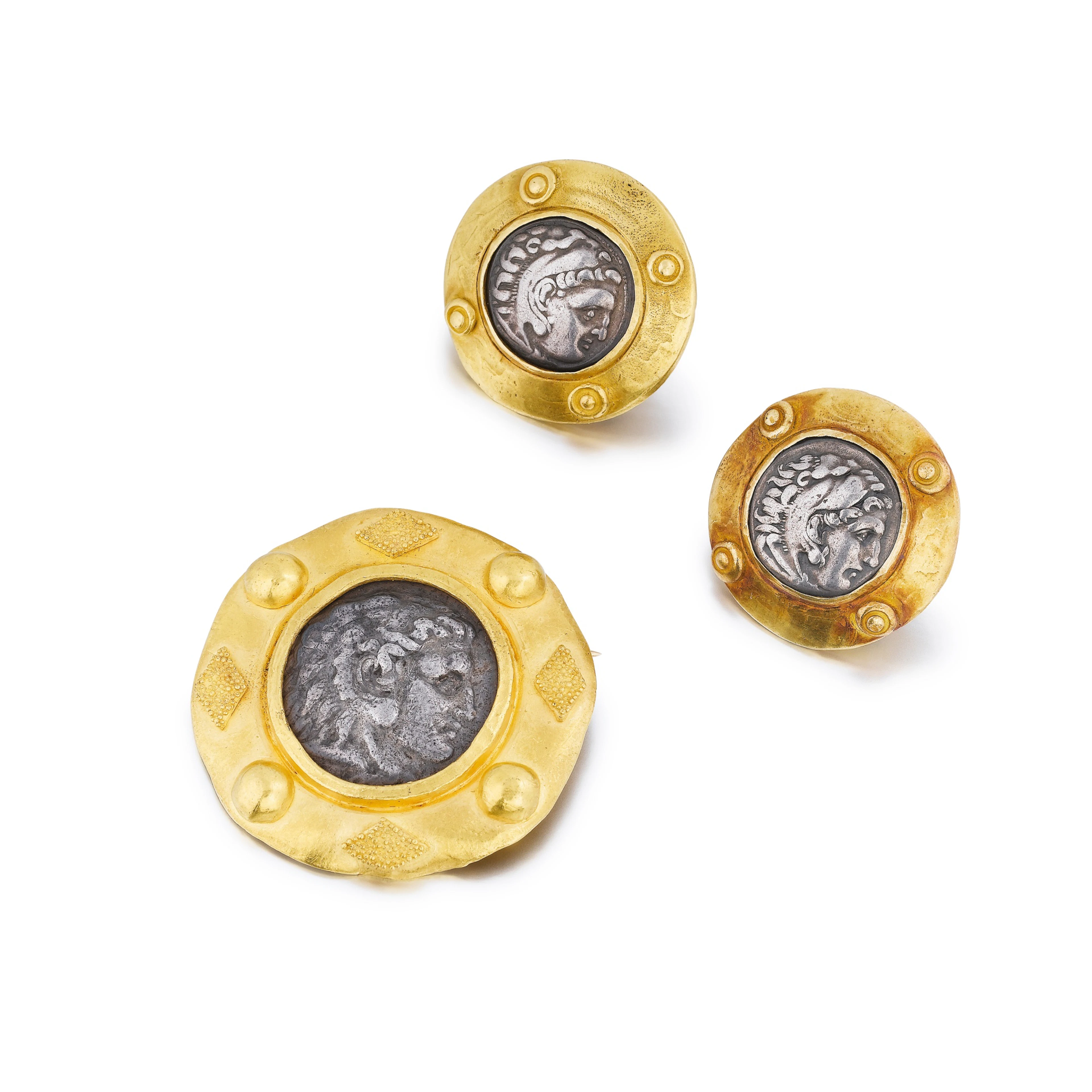 Antique roman coin and gold demi-parure | Demi-parure...