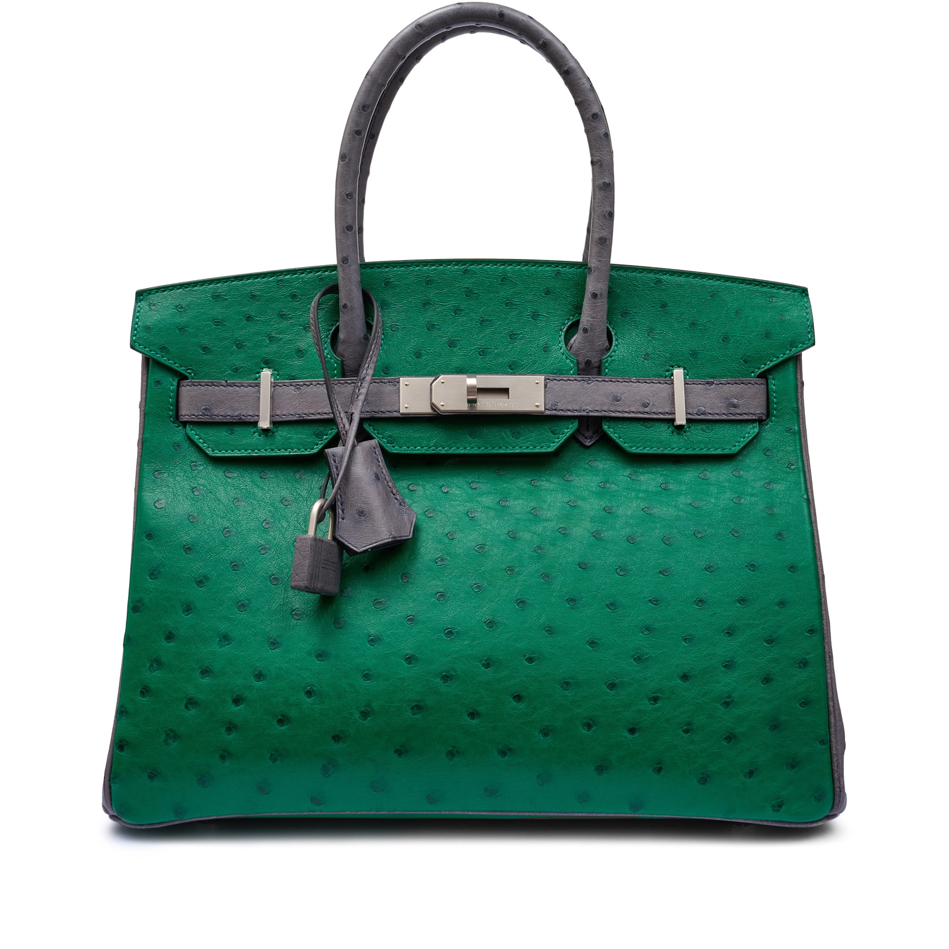 Vert Titien and Gris Agate Ostrich HSS Birkin 30 Brushed Palladium Hardware