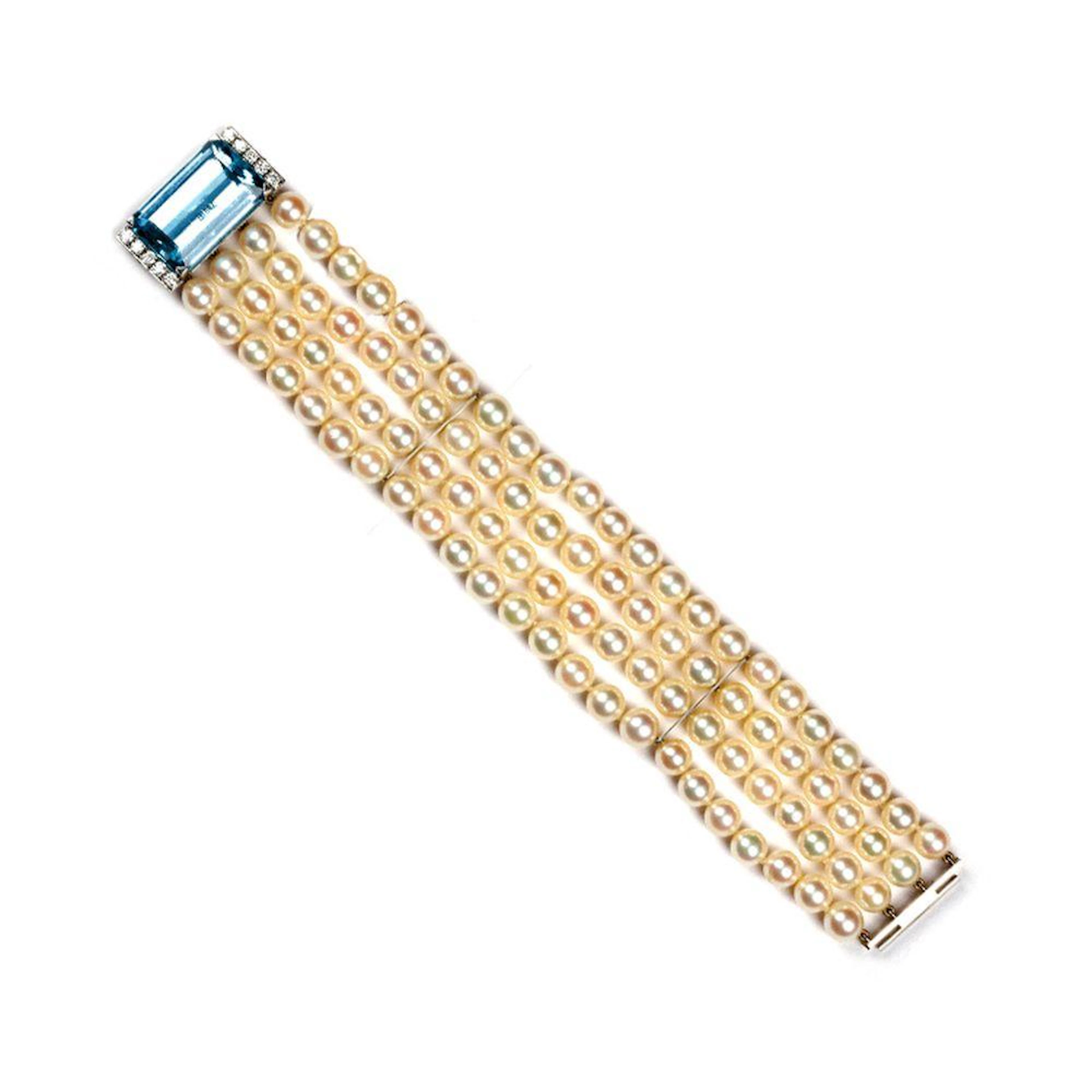 Aqamarine and pearls bracelet / Bracciale con perle e acquamarina