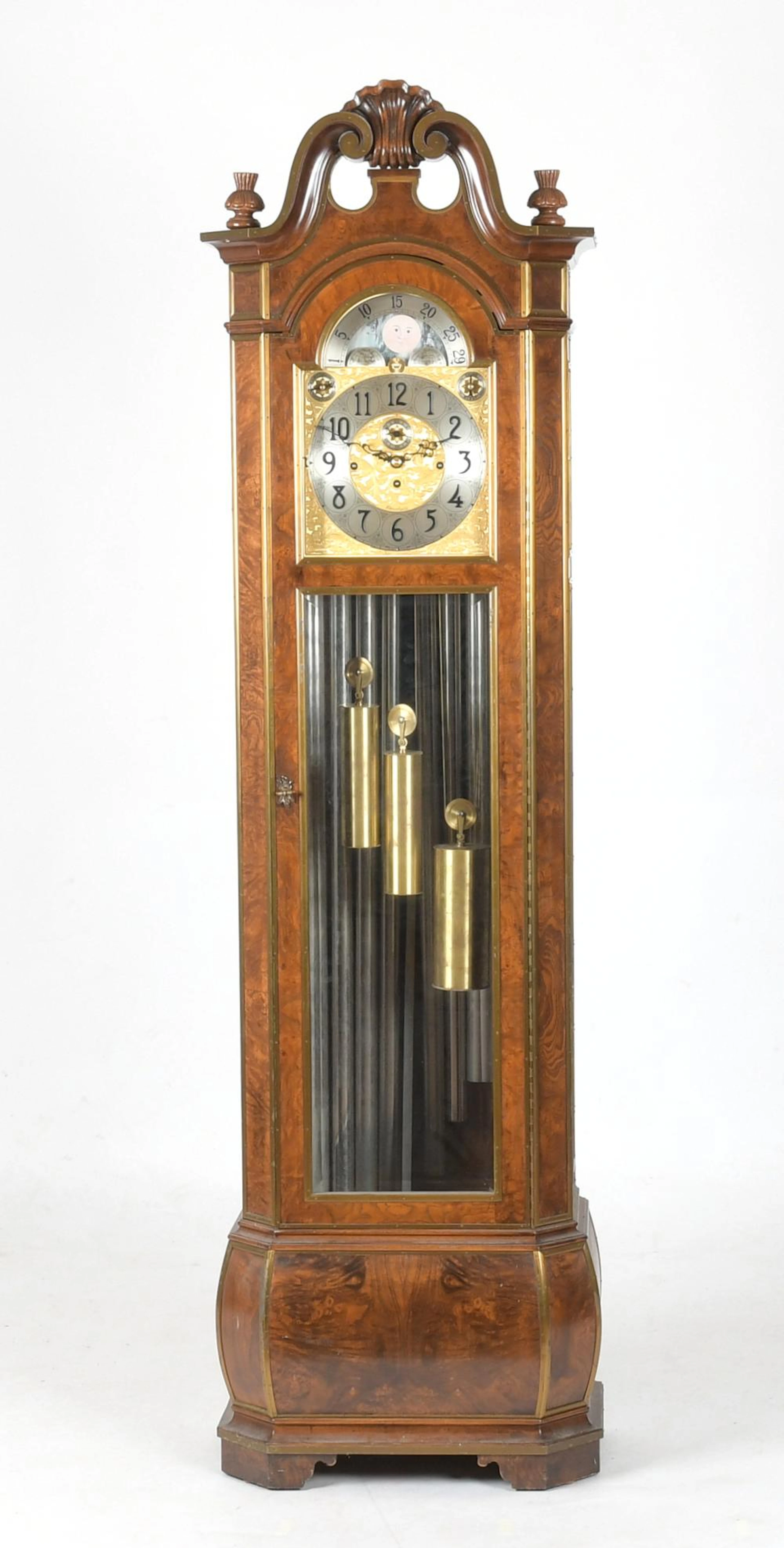 Herschede Burl Walnut Tall Case Clock, Model 250