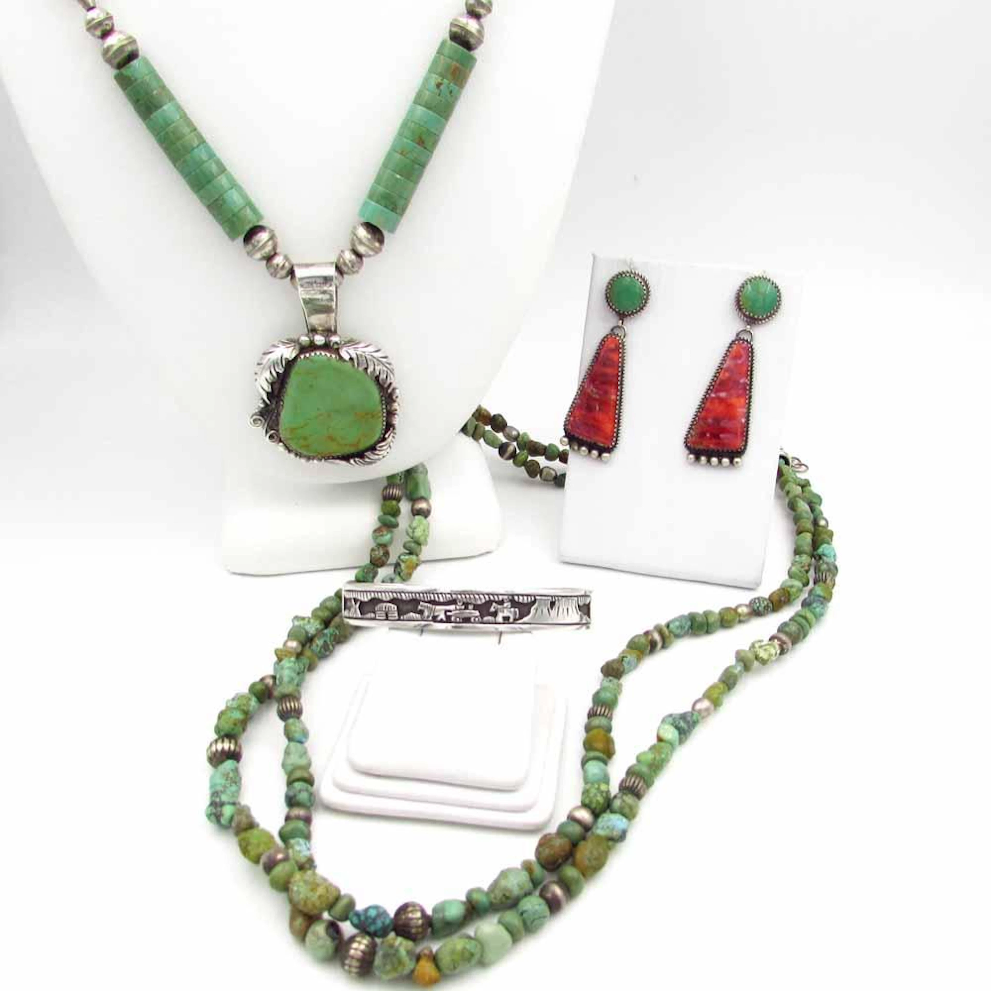 Betty Joe Navajo Sterling Necklace Earrings