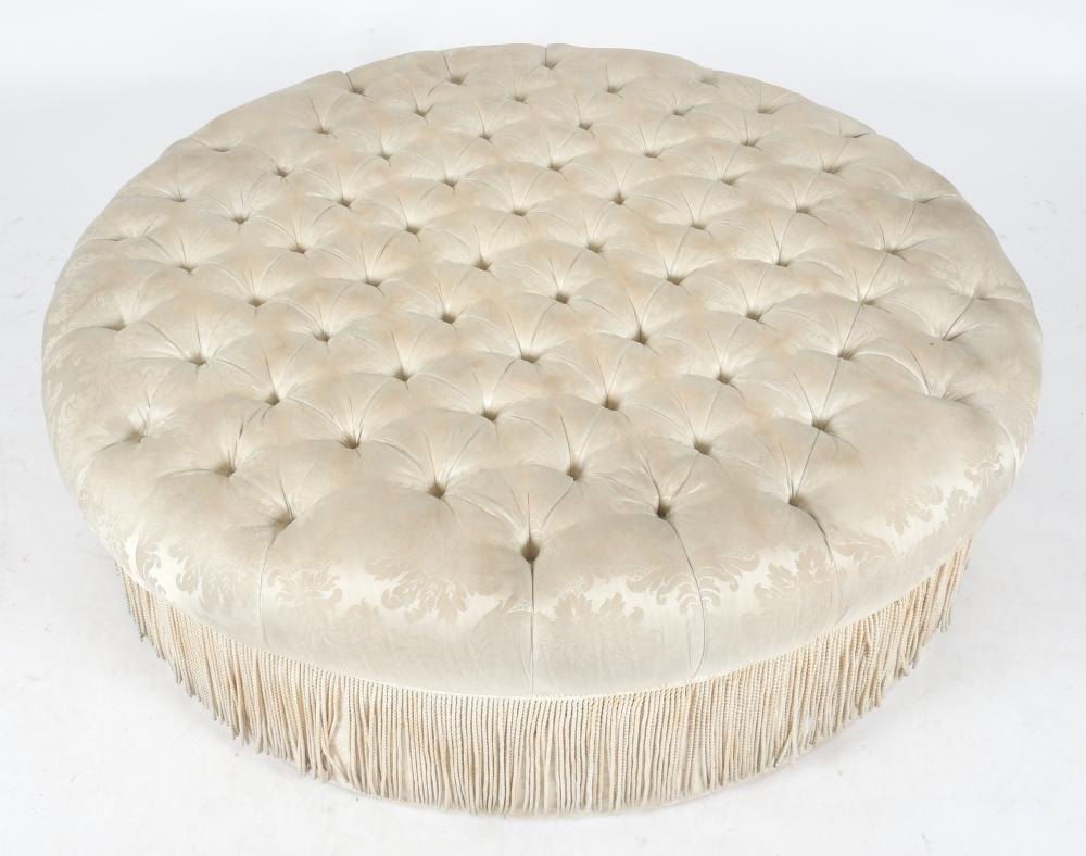 Large Tufted Fully Upholstered Taboret