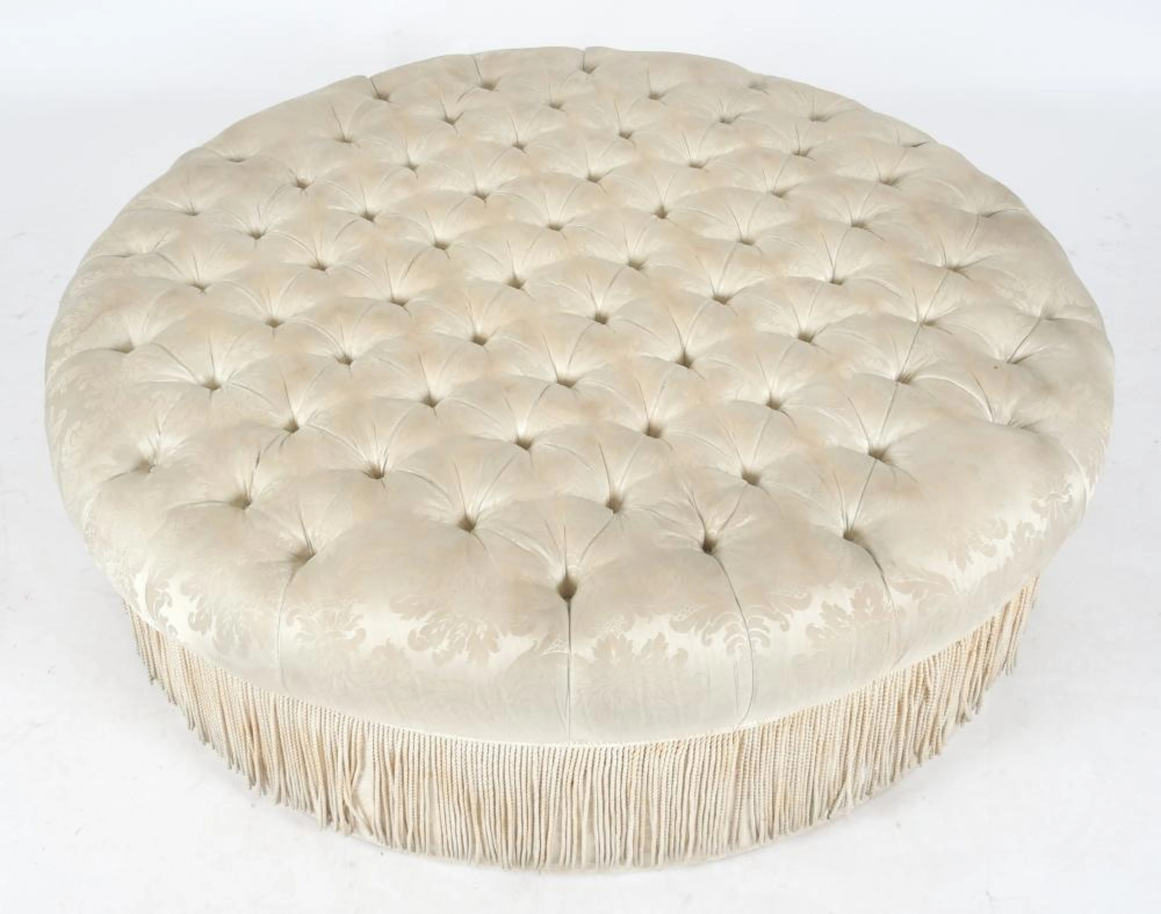 Large Tufted Fully Upholstered Taboret