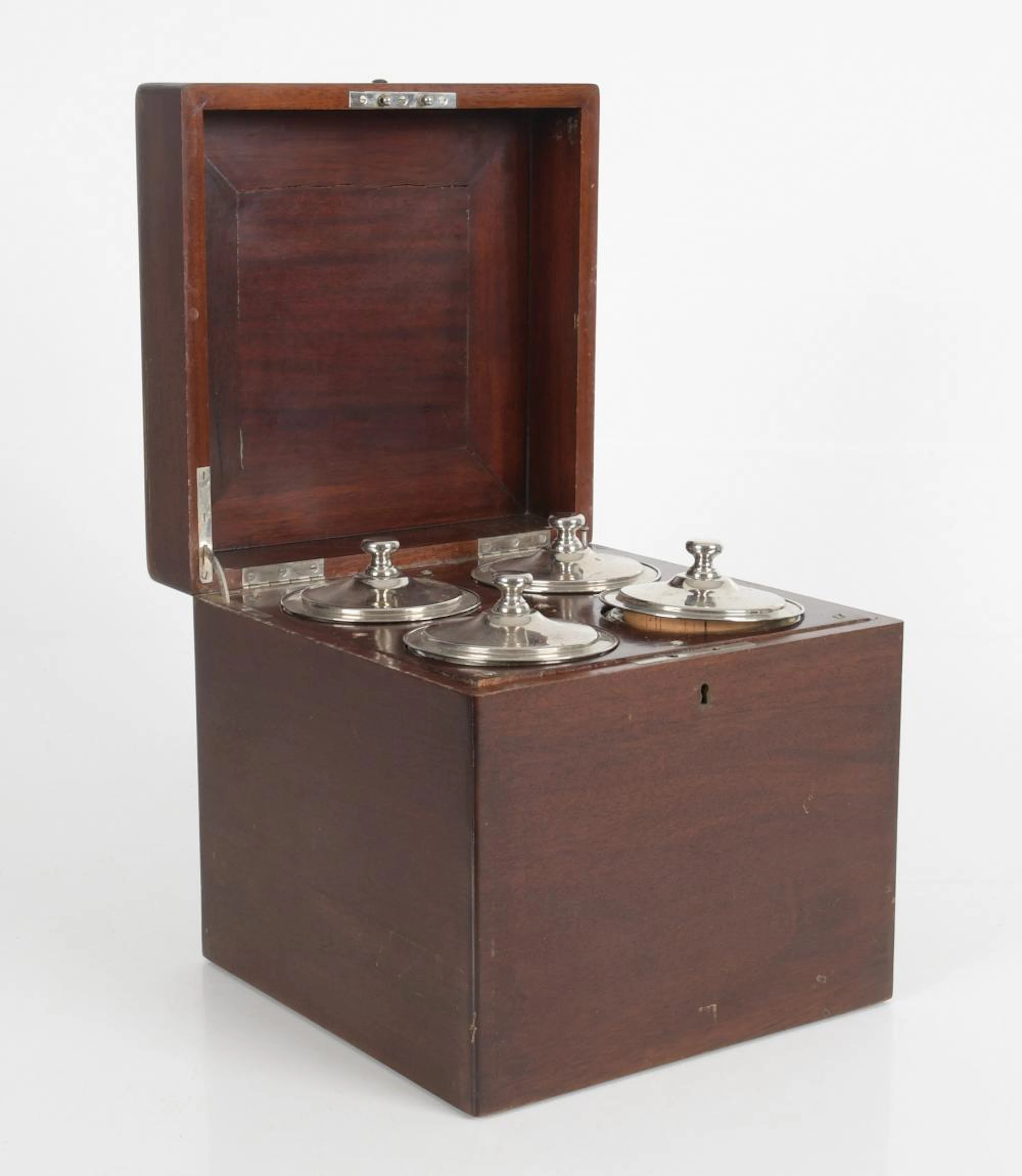 Mahogany Cased Mercury Glass Jars, Circa 1900