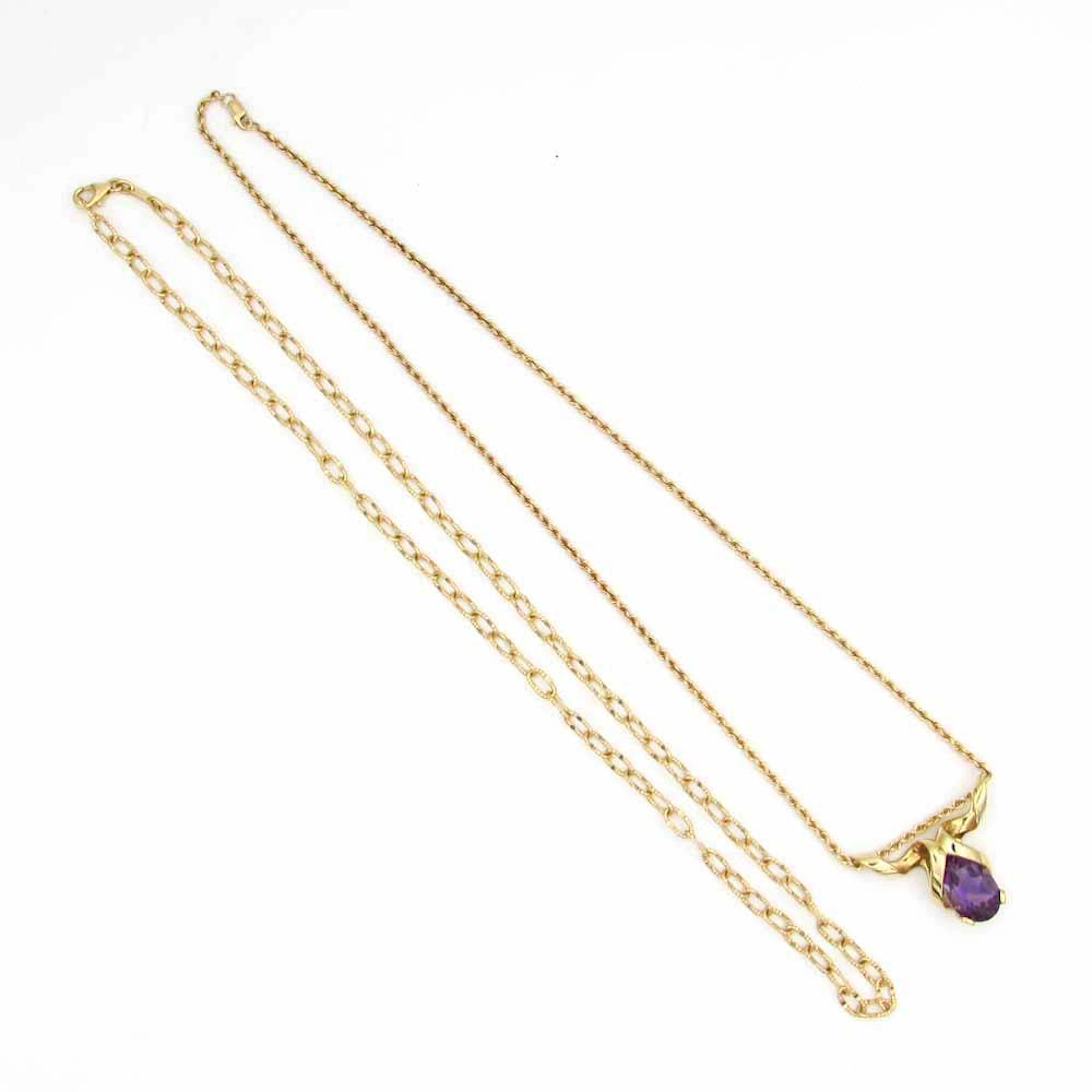 14K and 18K Amethyst Necklace and Chai