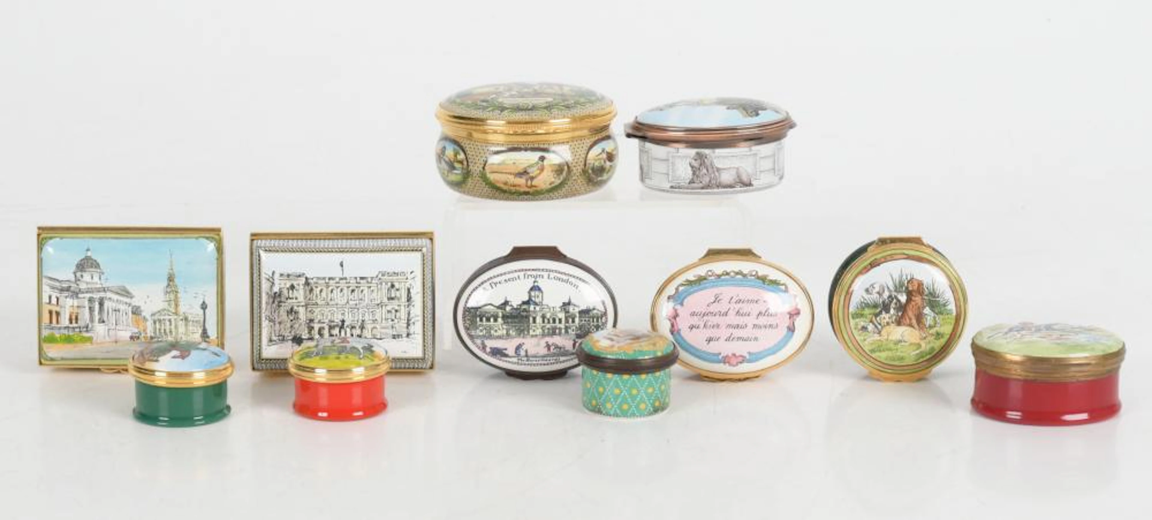 Group of Enamel Boxes: Halcyon Days and Crummles