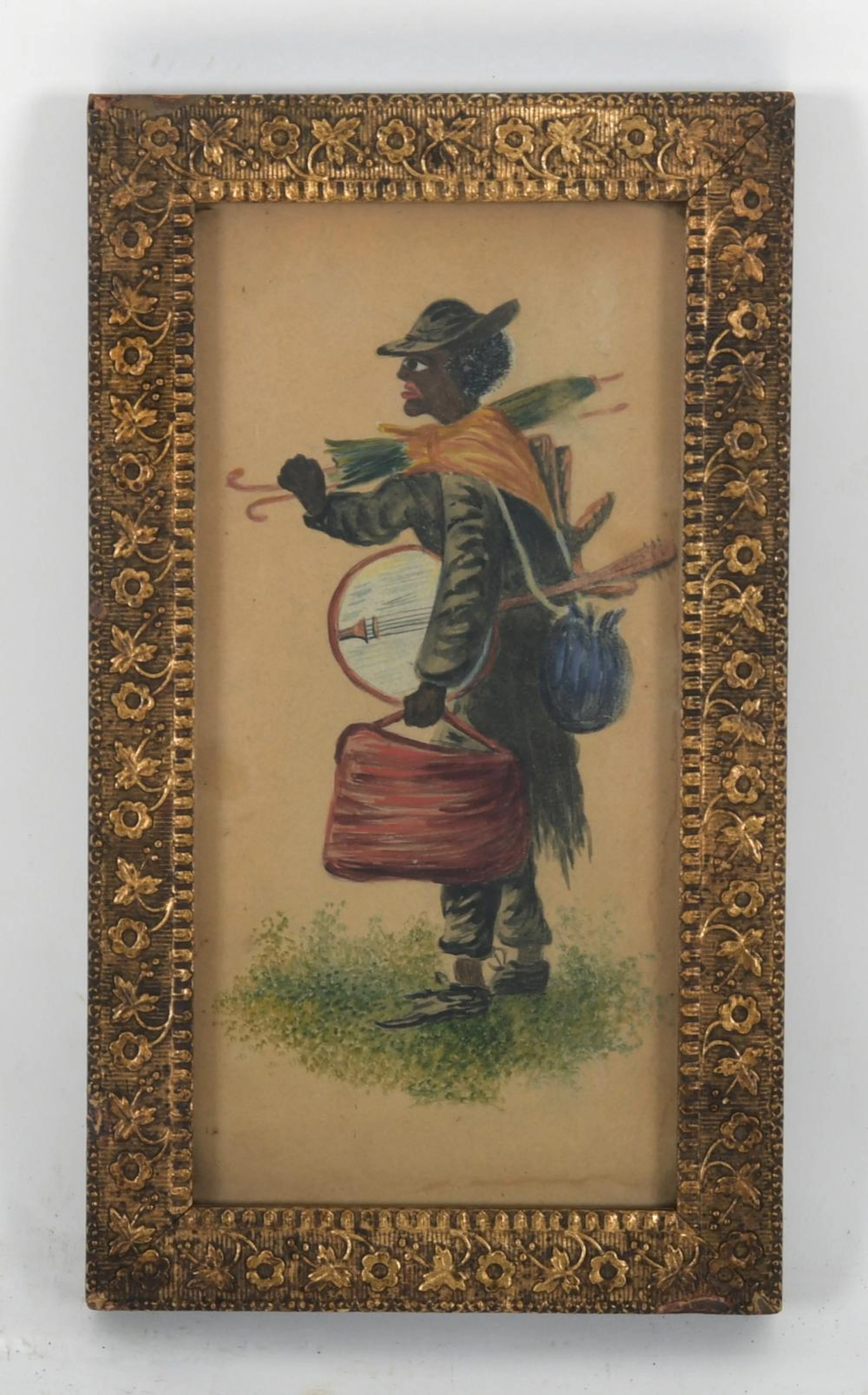 Black Americana: Folk Art Portrait, Watercolor on Paper