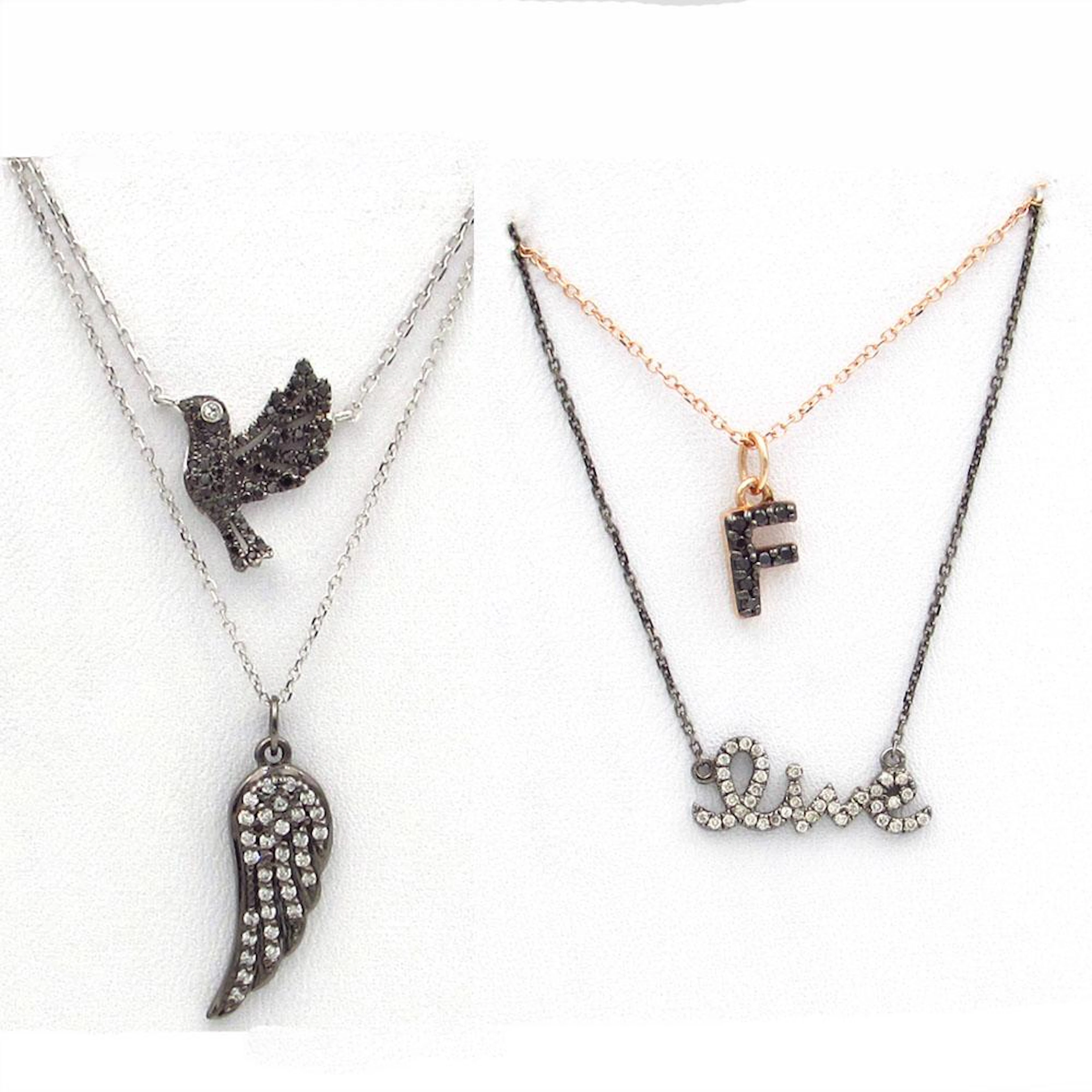 Four 14K Gold Diamond Pendant Necklace Sydney Evans
