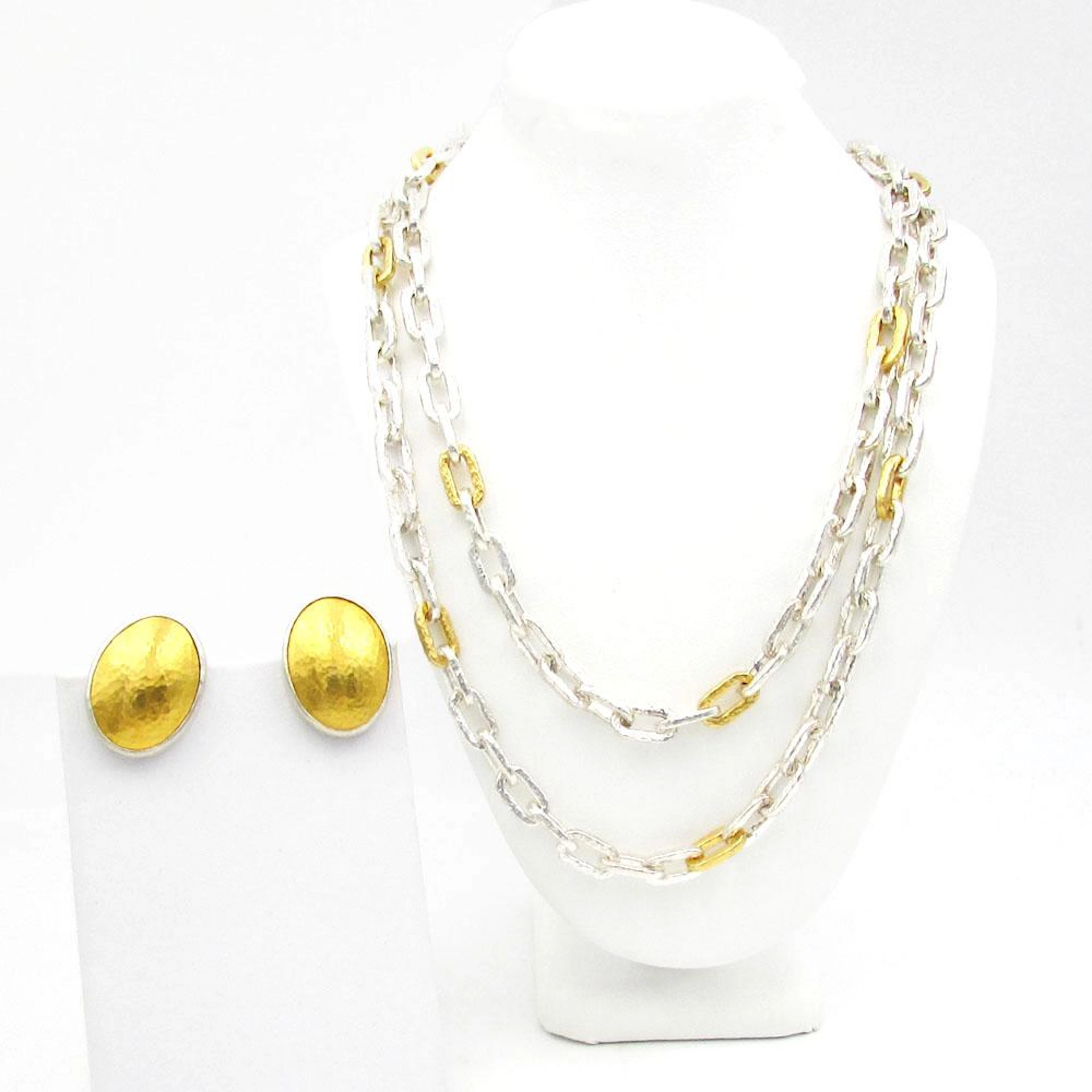 Gurhan Sterling Silver & 22K Gold Necklace Earrings