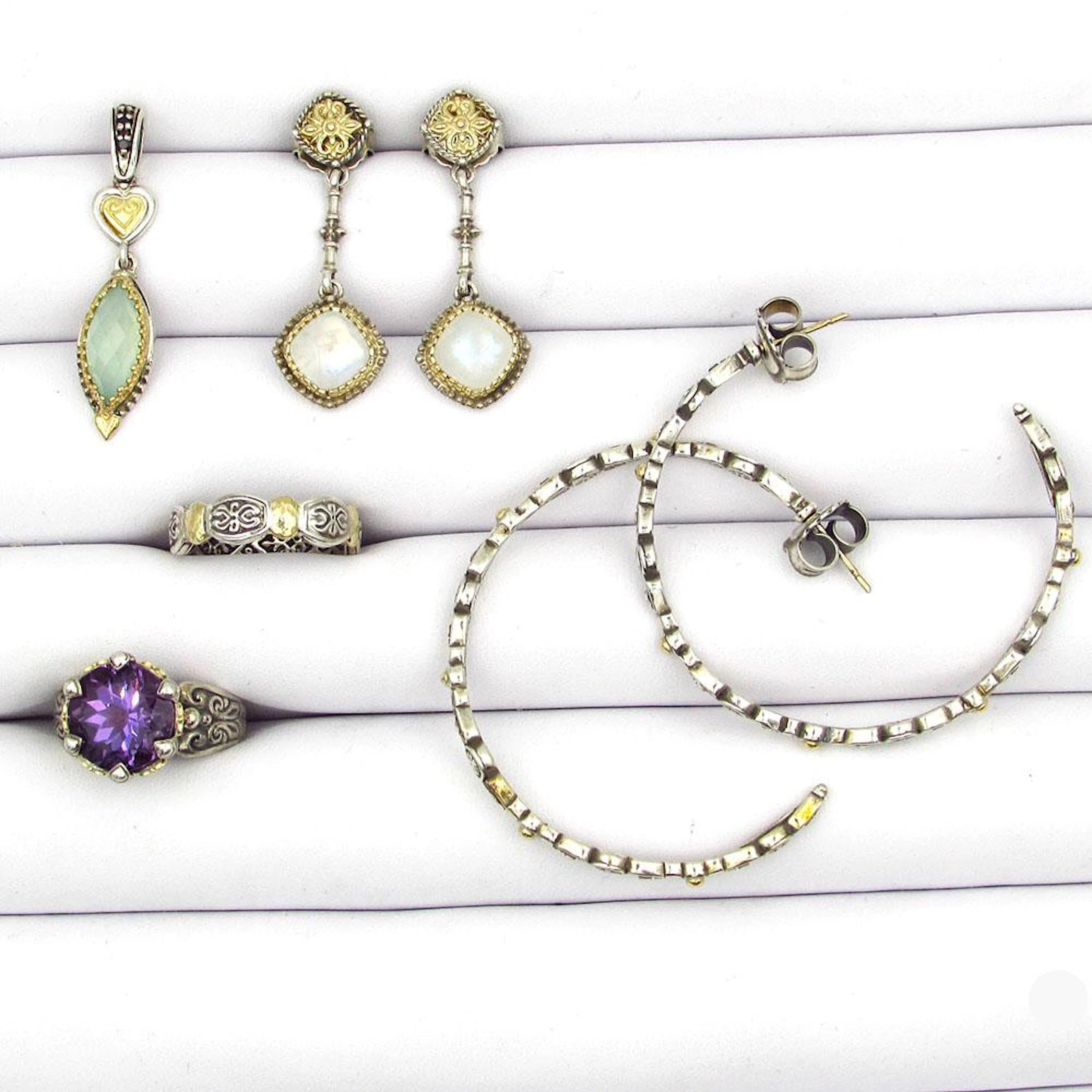 Konstantino Sterling and 18k Gold Earrings and Ring