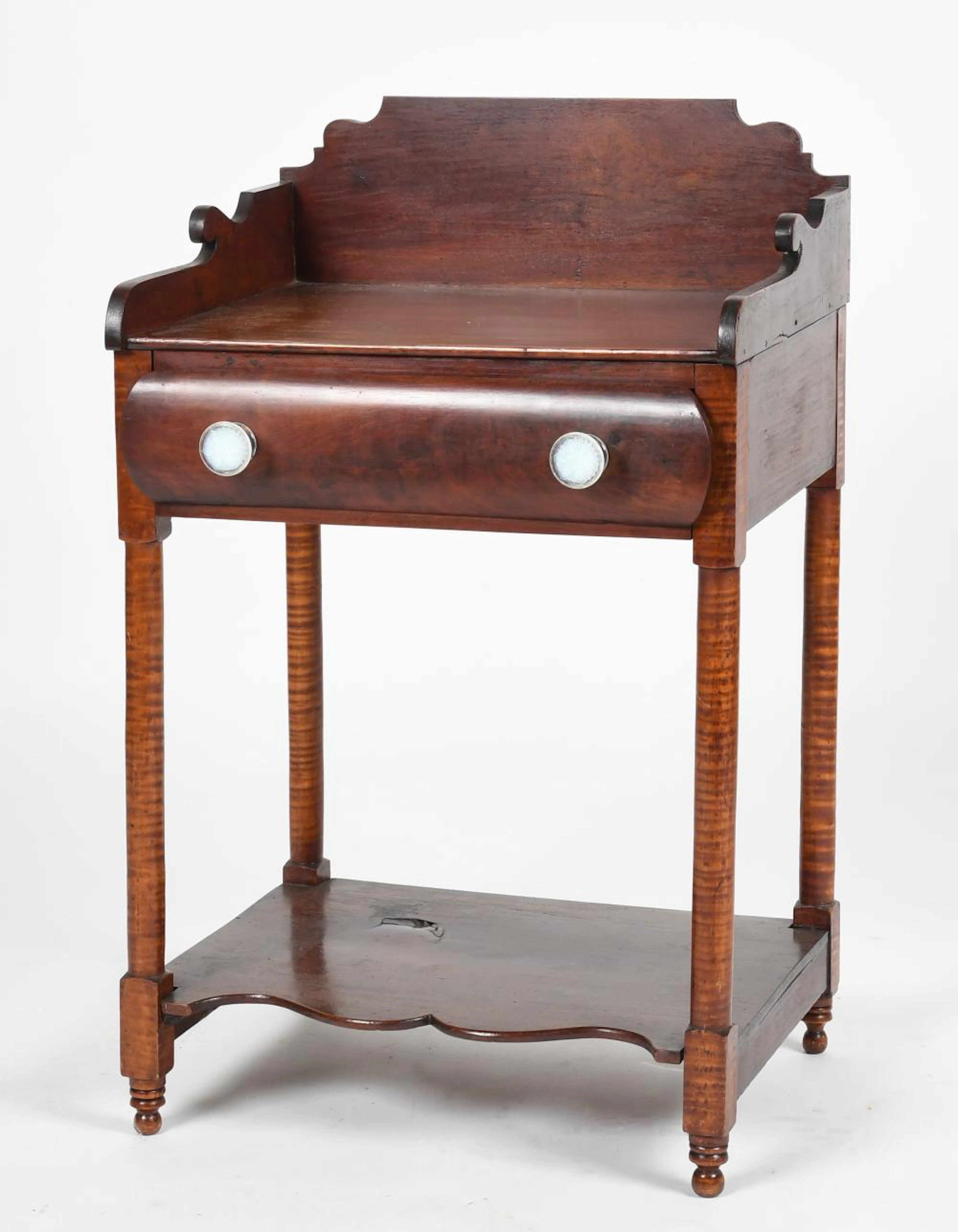 American Sheraton Tiger Maple One Drawer Stand