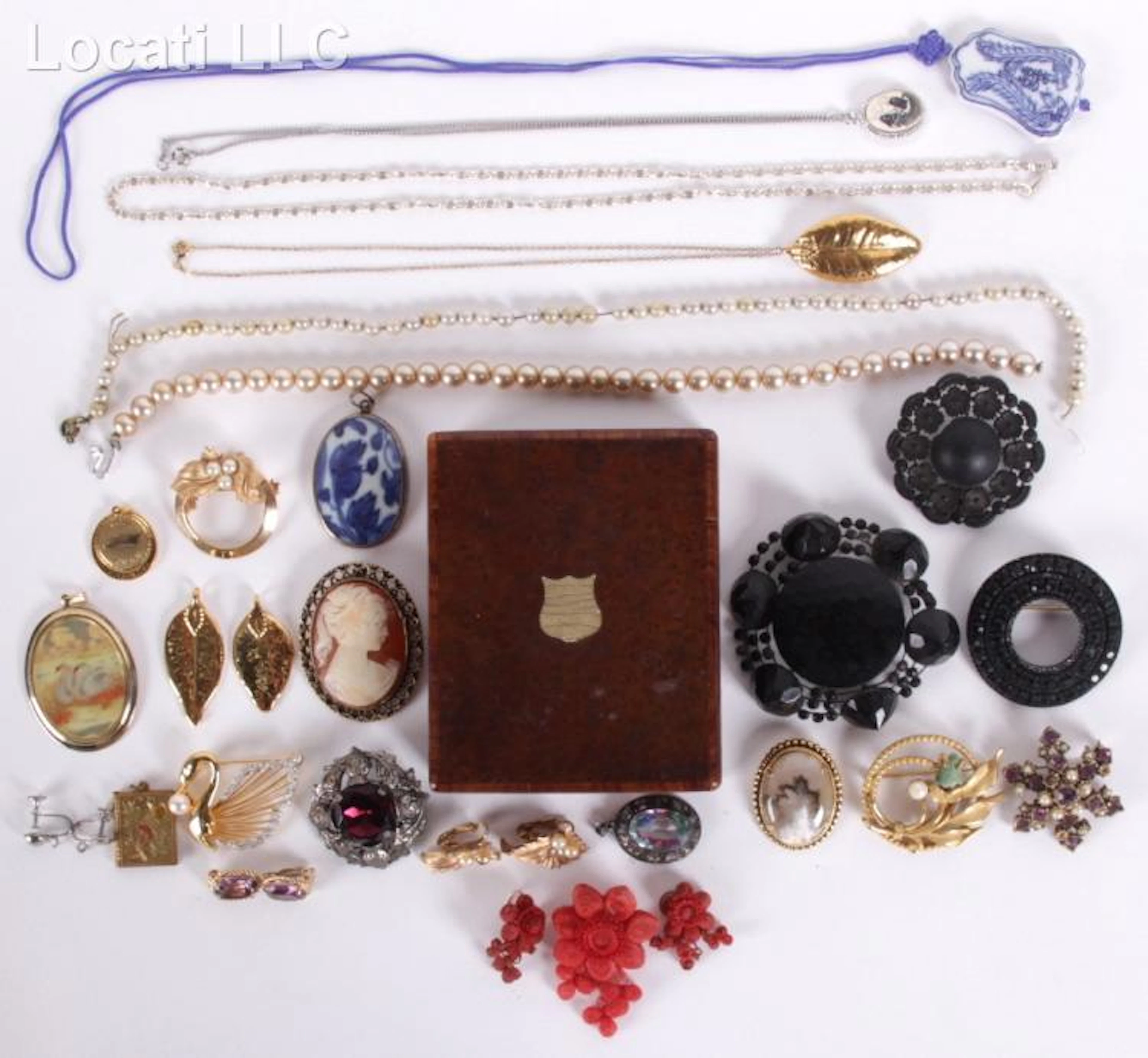 Estate Lot: Waltham Watch Movement In Original Box, Costume Jewelry