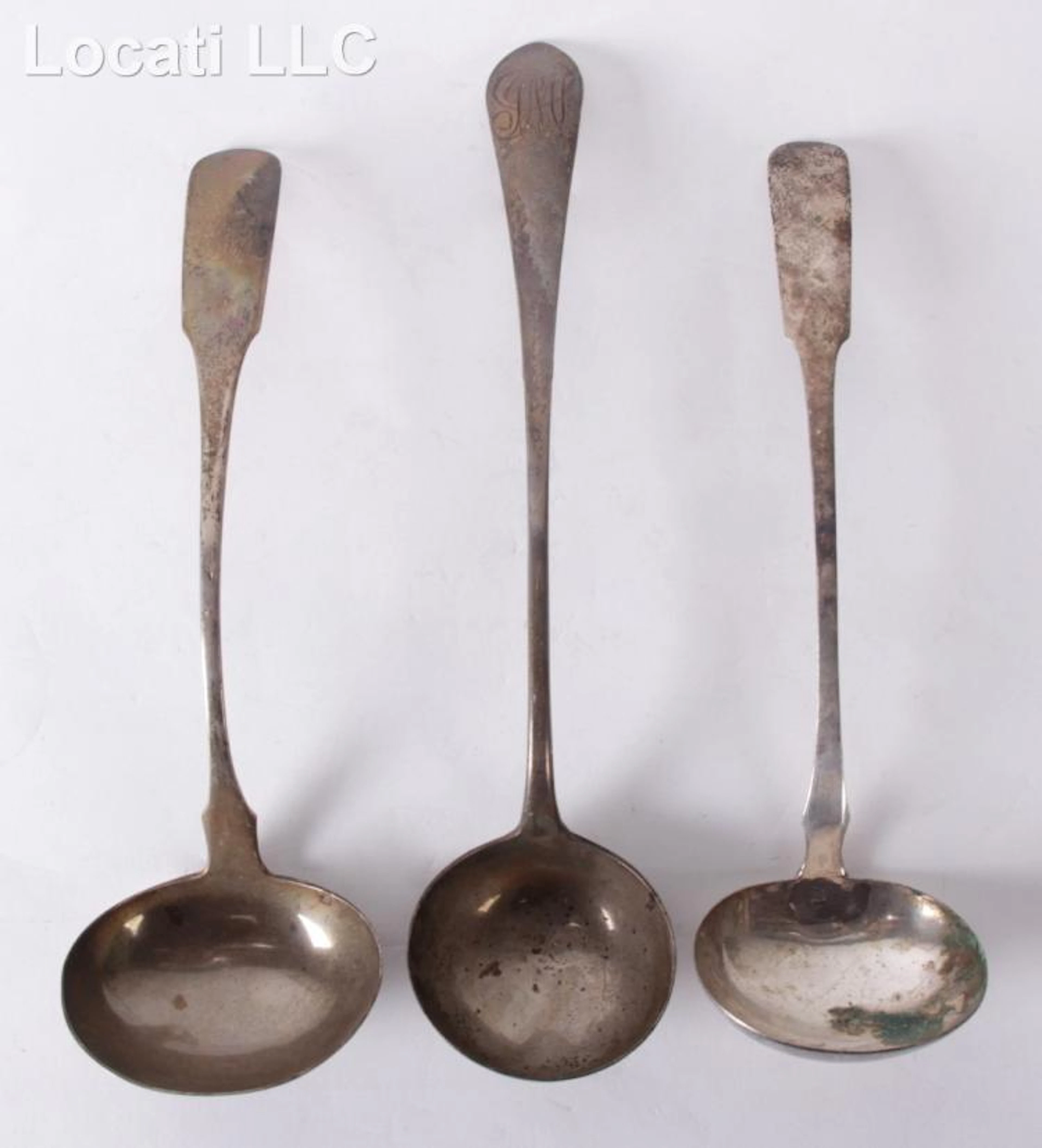 Three American Coin Silver Punch Ladles
