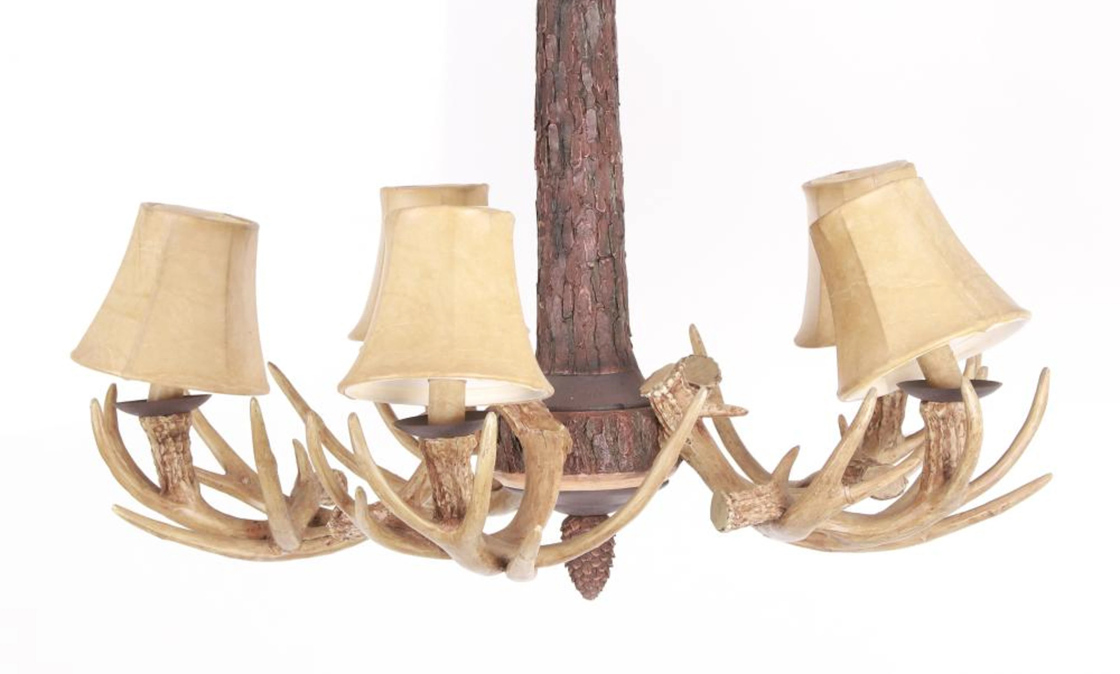 A Large Faux Antler Five Light Chandelier