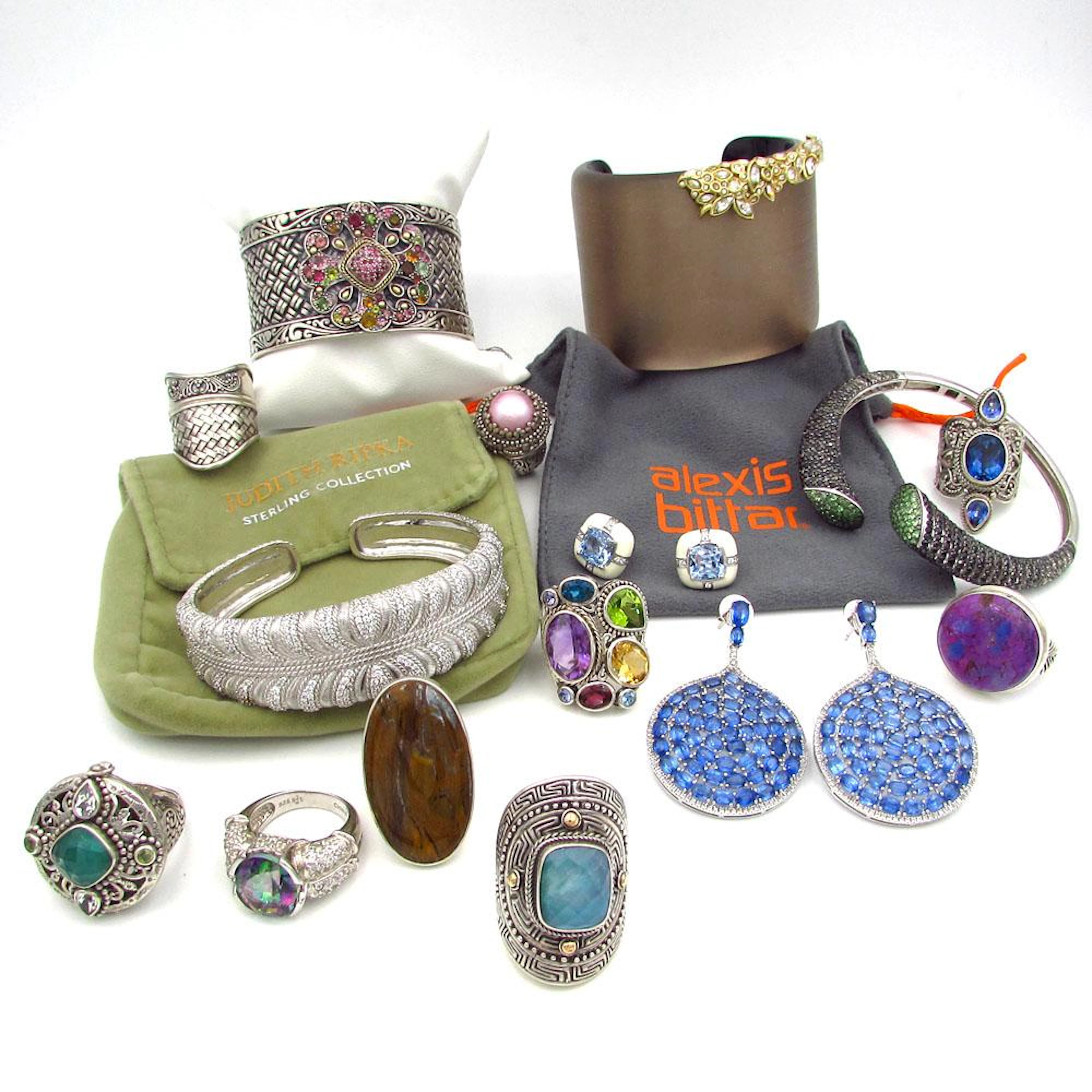 Fifteen Designer Sterling Gemstone Jewelry Ripka