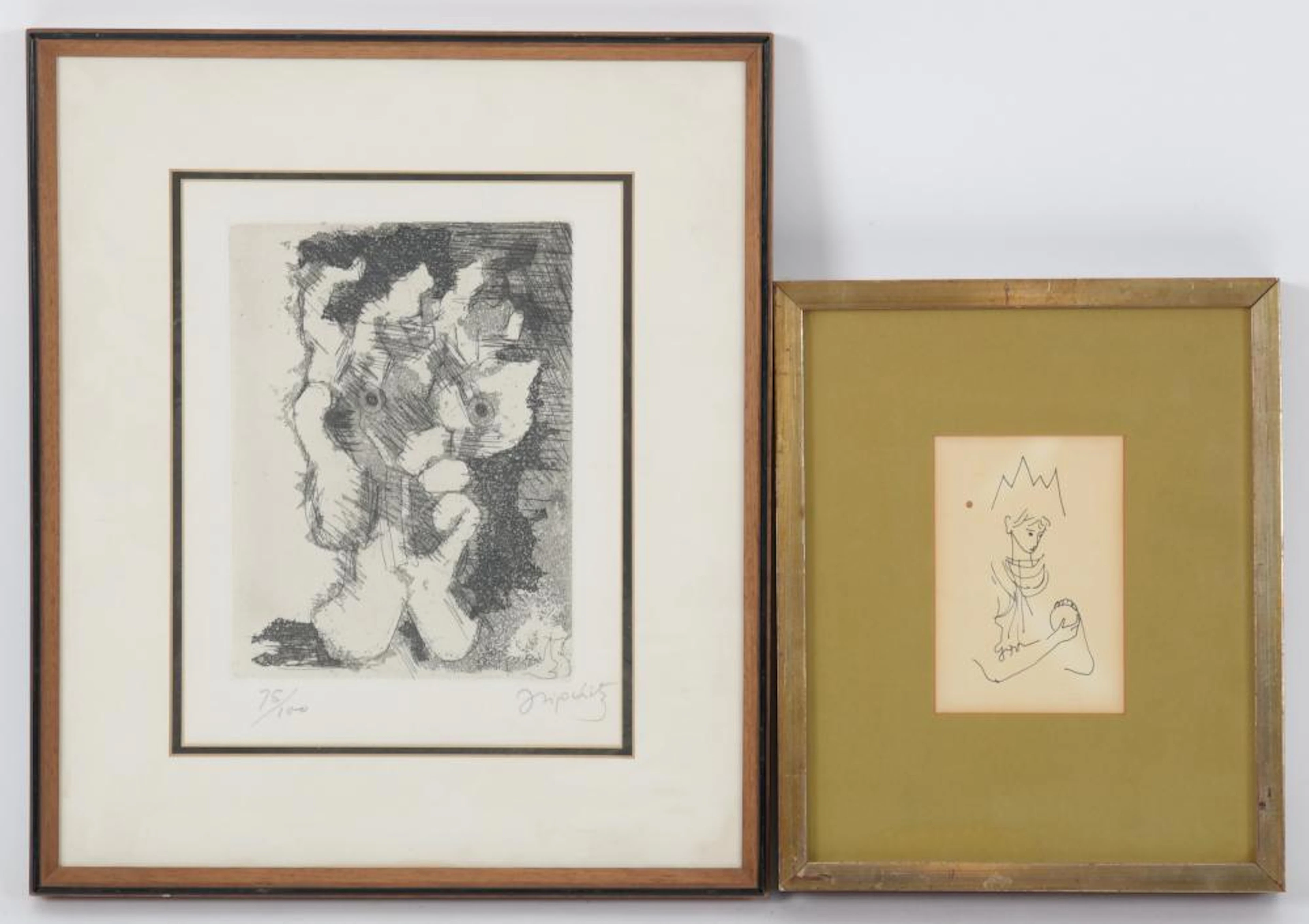 Two Prints, One by Jacques Lipchitz (1891 - 1973)