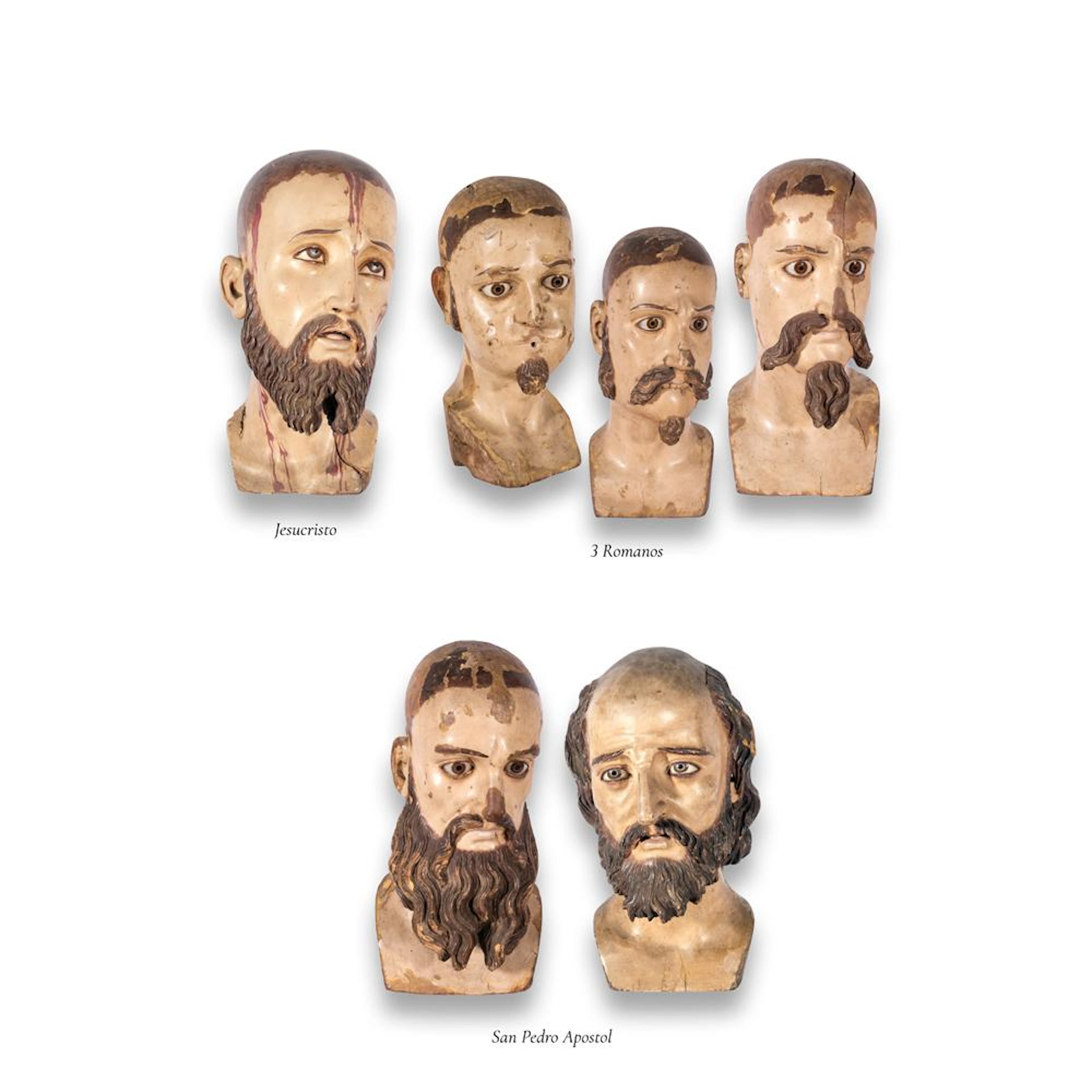 A Lot of Six Processional Tableau Heads - a) Jesucristo...