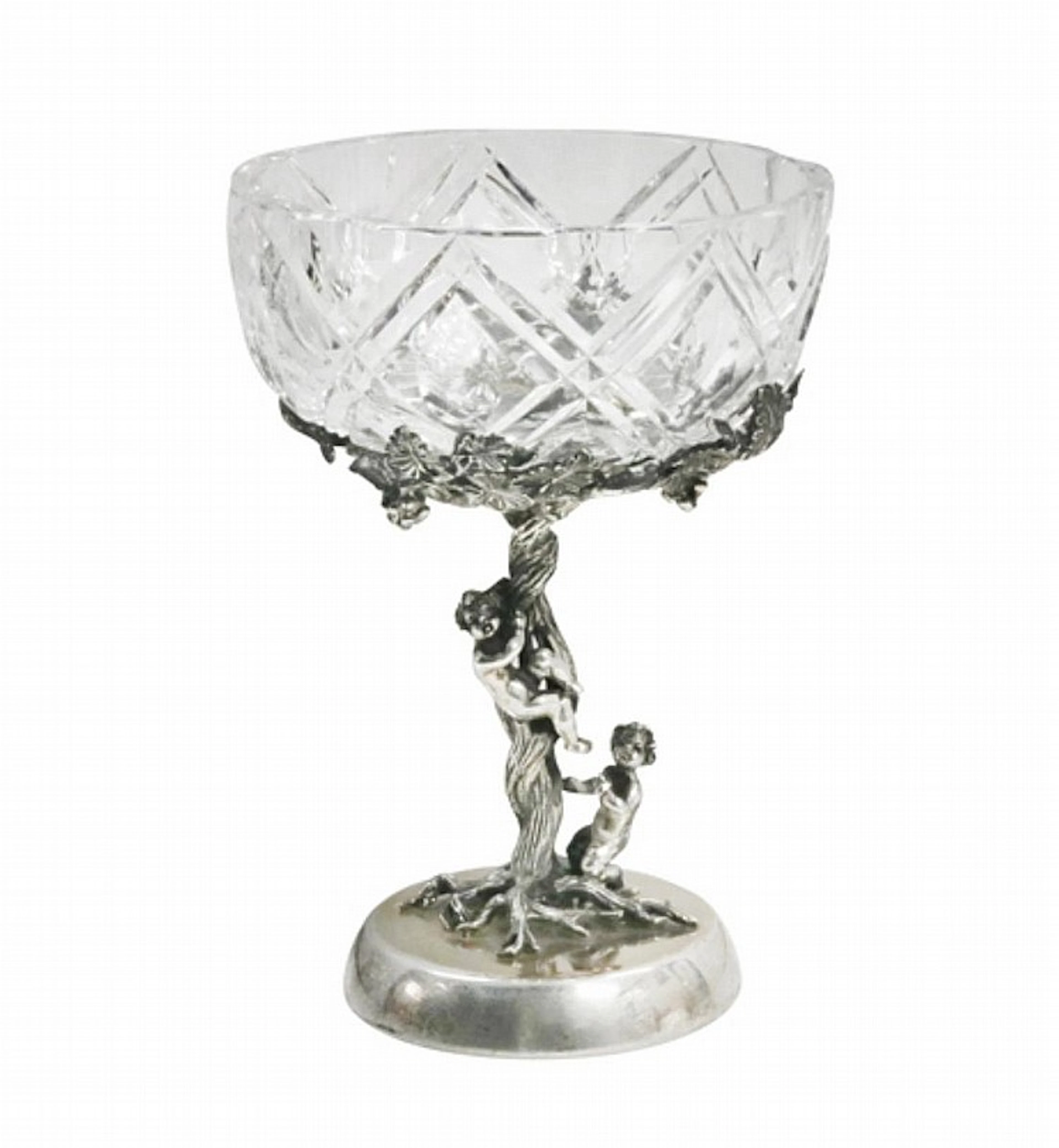 Crystal Liquor or Cordial Glasses with Silver Sculpture
