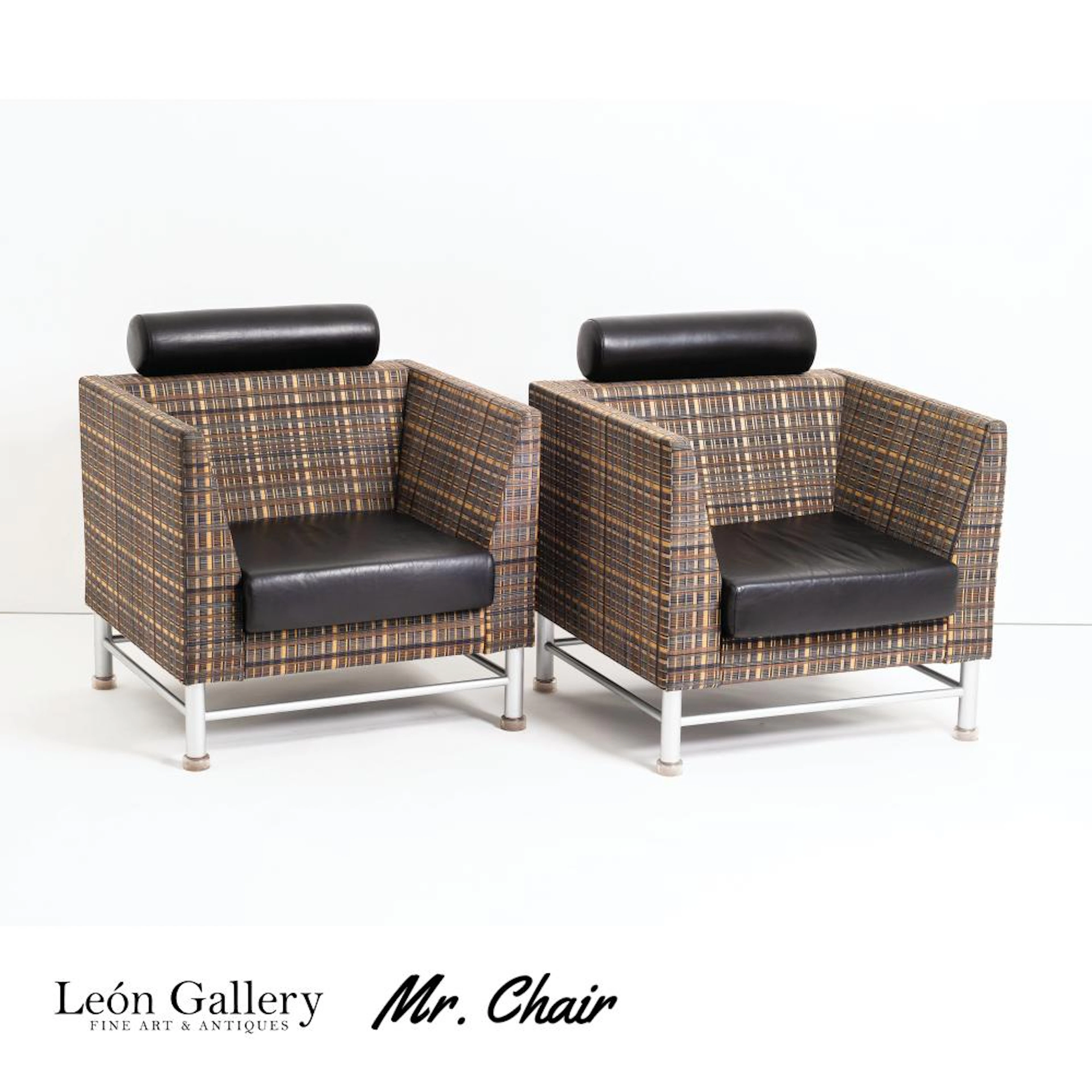 Pair of East Side Club Lounge Chair by Ettore Sottsass for Knoll