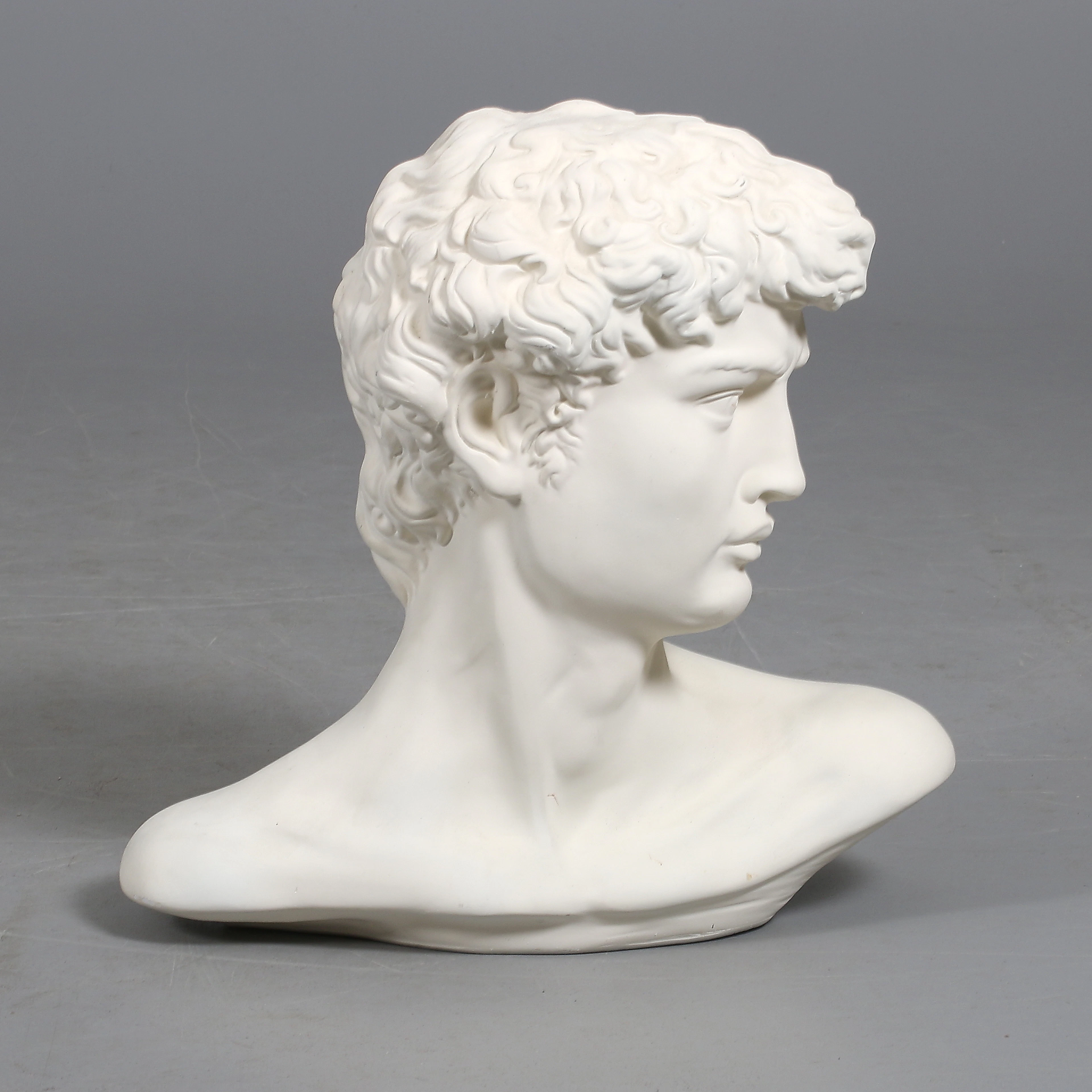 MICHELANGELO BUONARROTI. Efter. PORTÄTTBYST, gips, efter Michelangelos "David", 1900-tal.