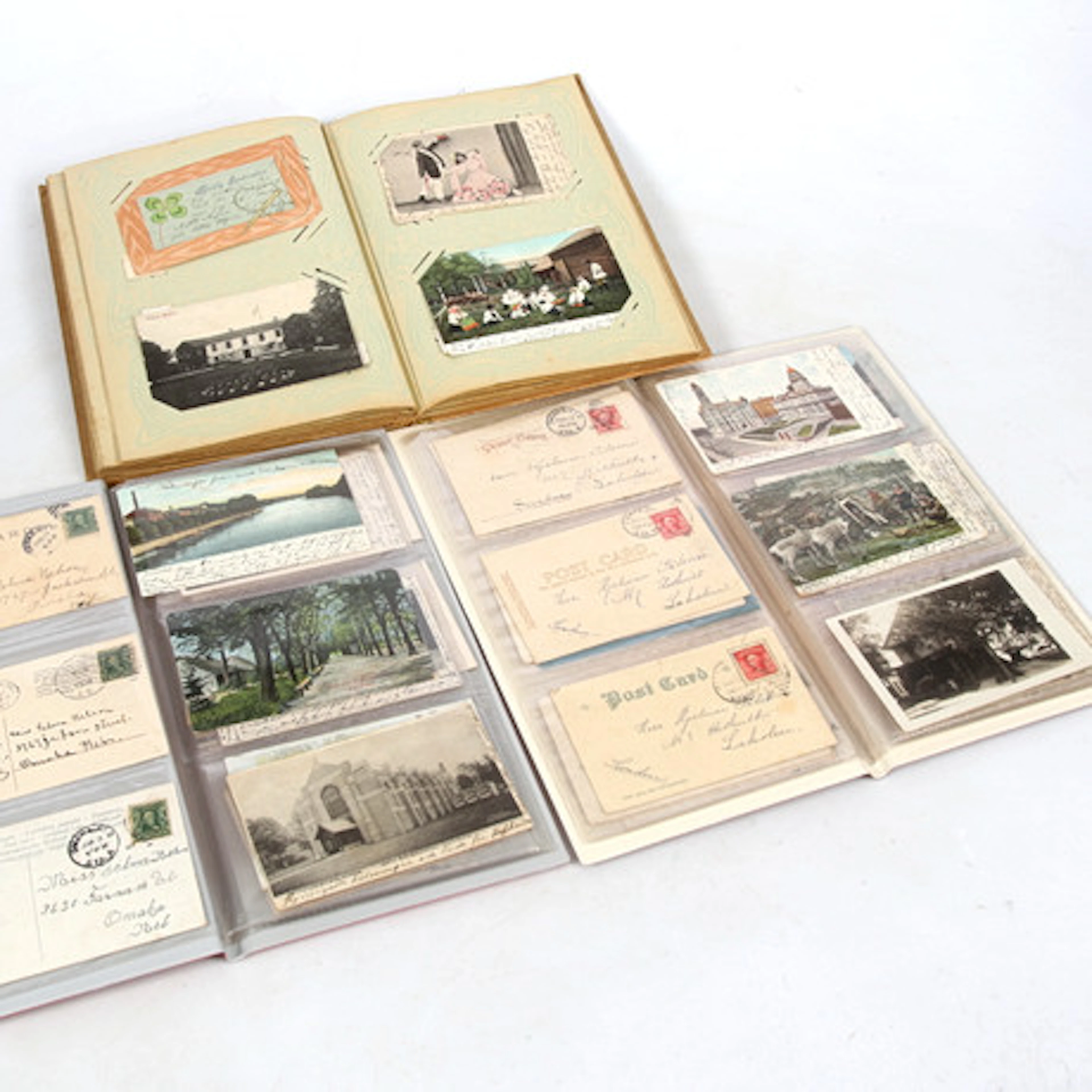 VYKORTSALBUM 3 st, ca 150 vykort, 1900-tal…