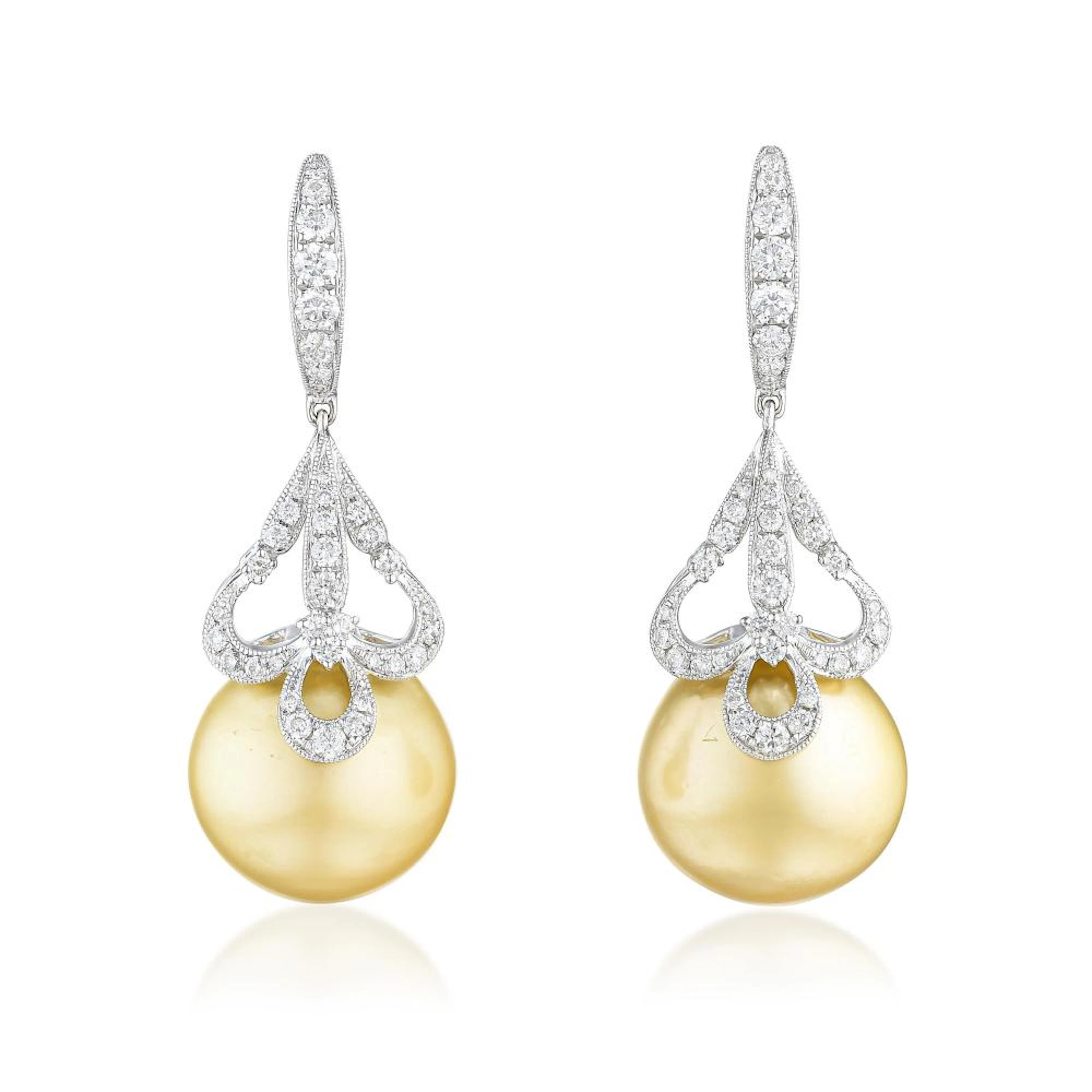 Cultured Pearl and Diamond Drop Earrings