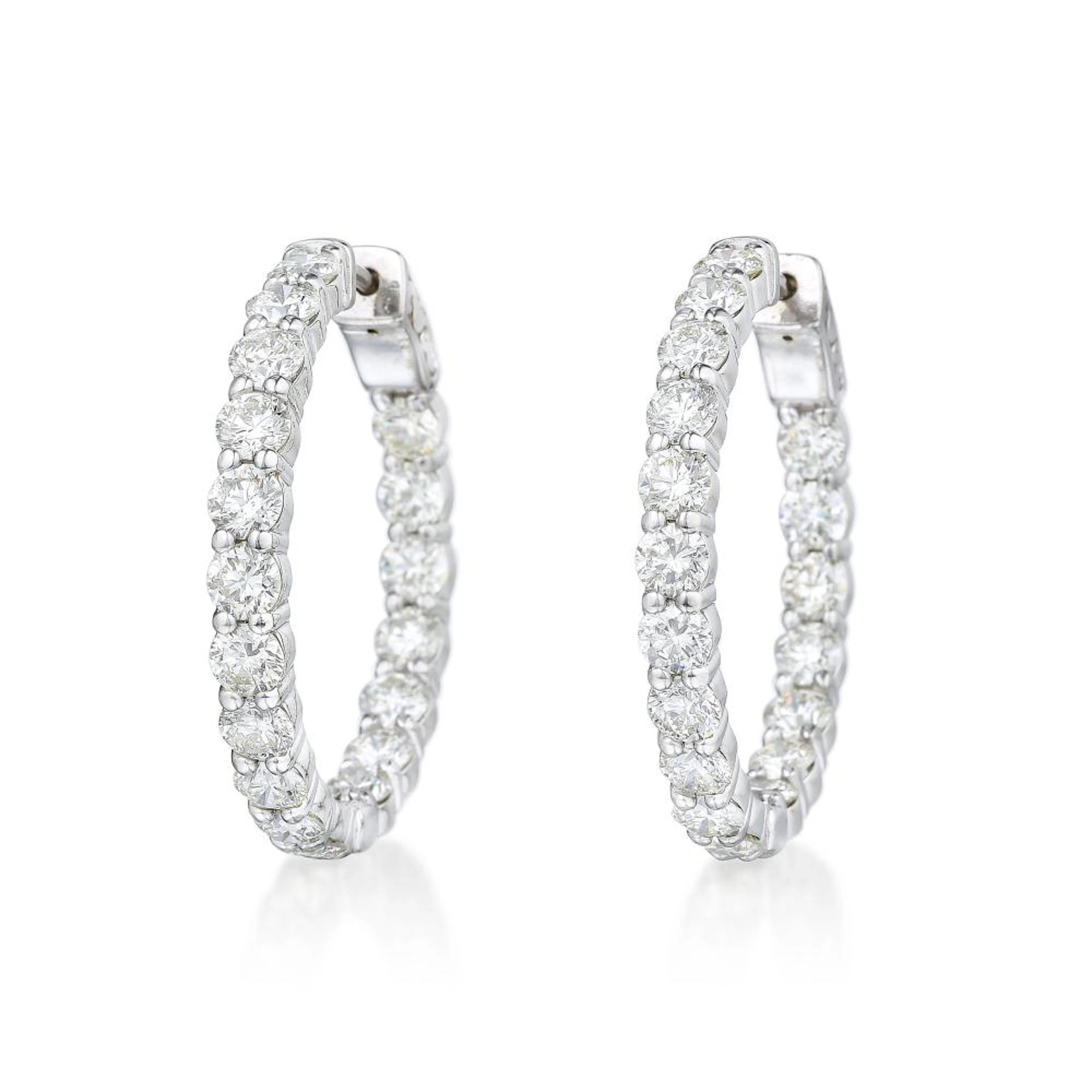 Diamond Inside-Out Hoop Earrings, 1-1/8" Diameter