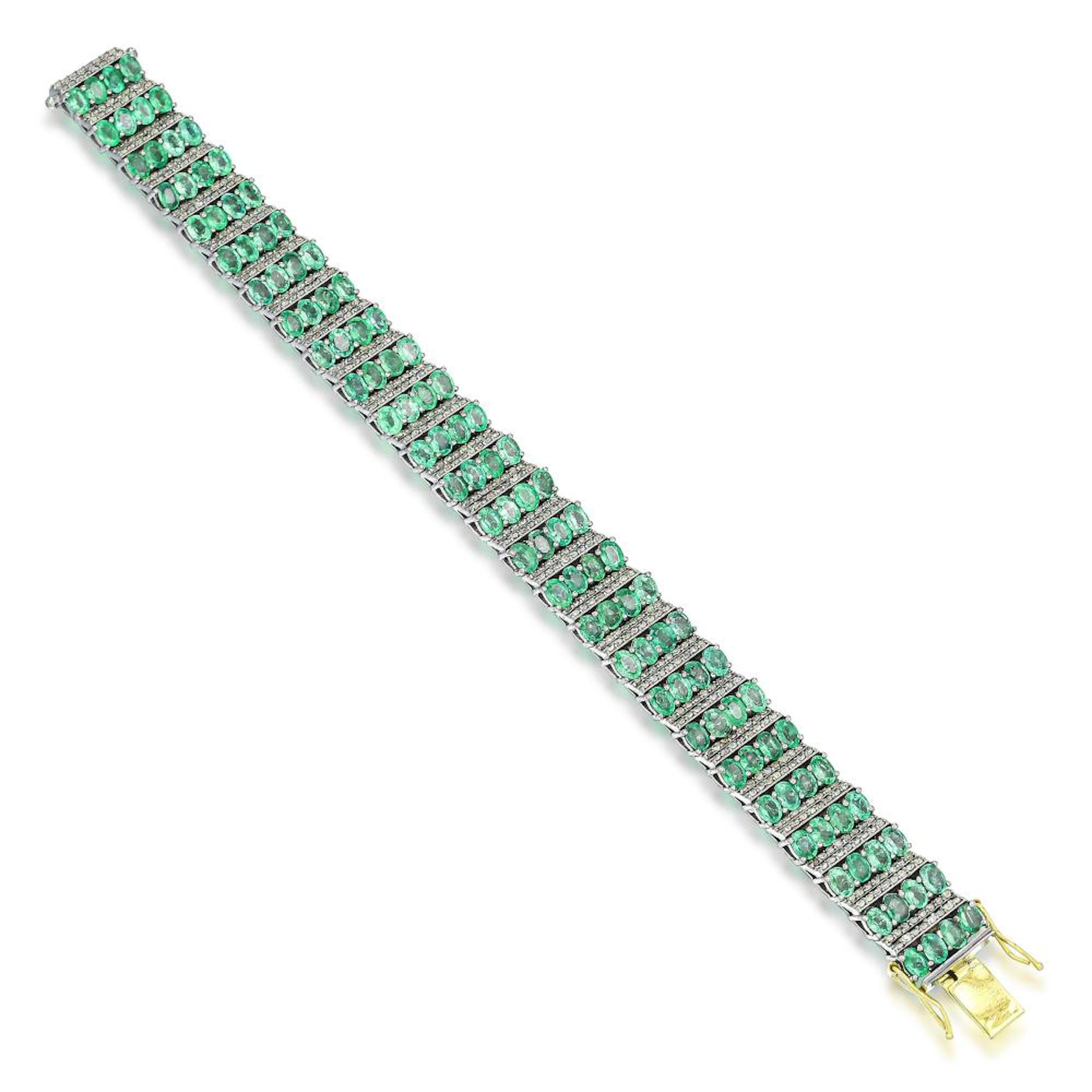 Emerald and Diamond Link Bracelet