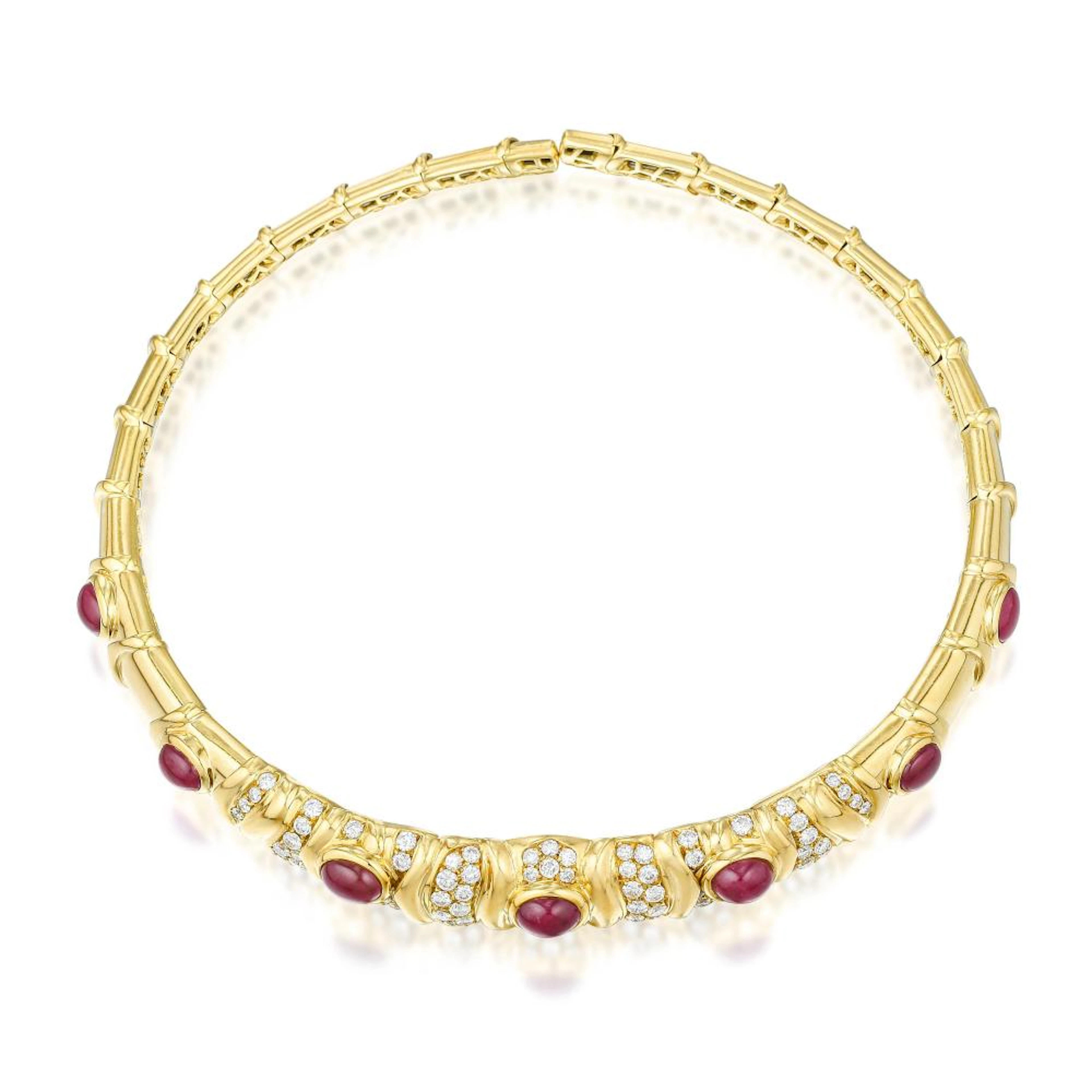 Ruby and Diamond Flexible Collar Necklace, Italia