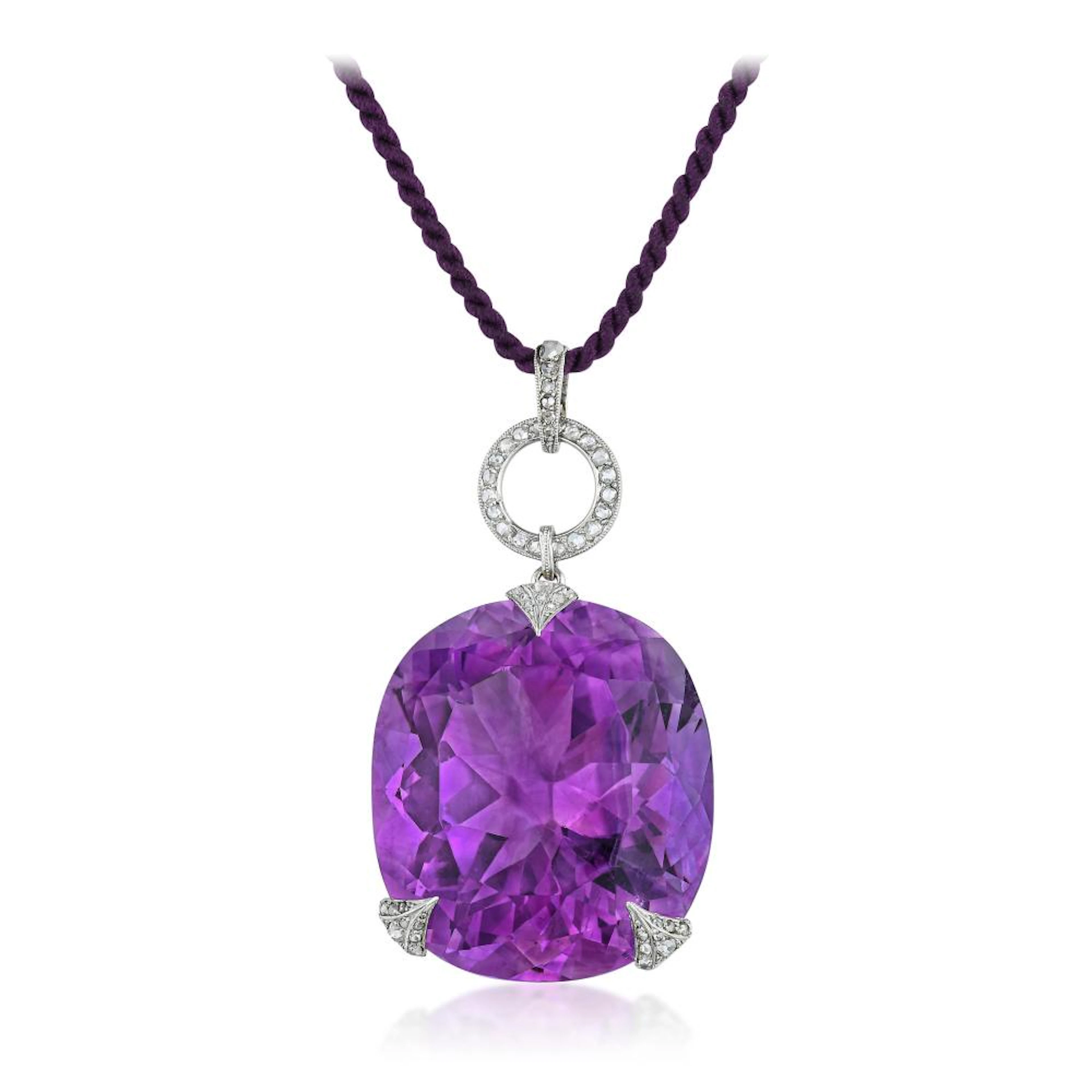 Georges Fouquet Belle Epoque Amethyst and Diamond Tassel Necklace