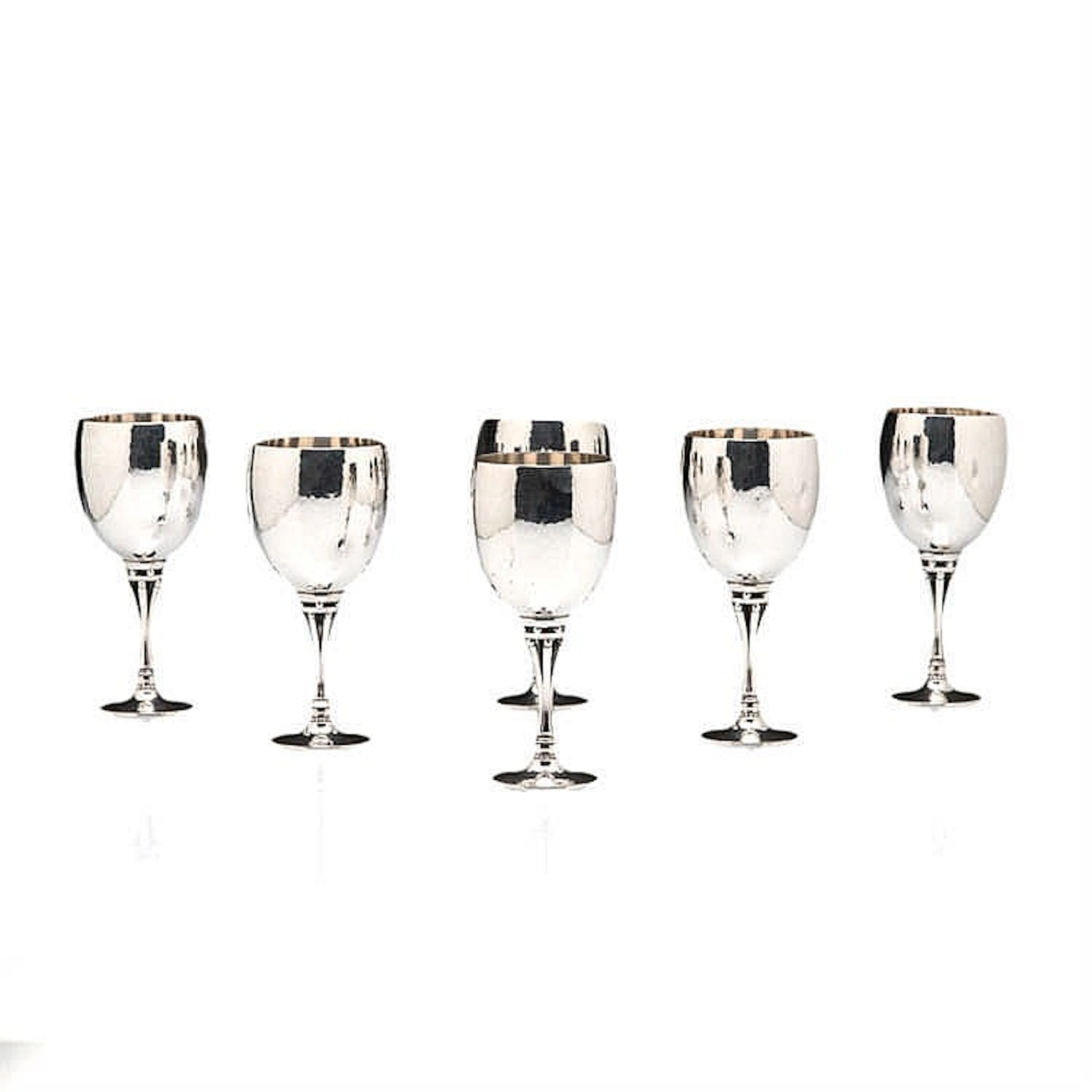 A SET OF SIX DANISH SILVER WINE GOBLETS, DESIGNED BY HARALD NIELSEN FOR GEO