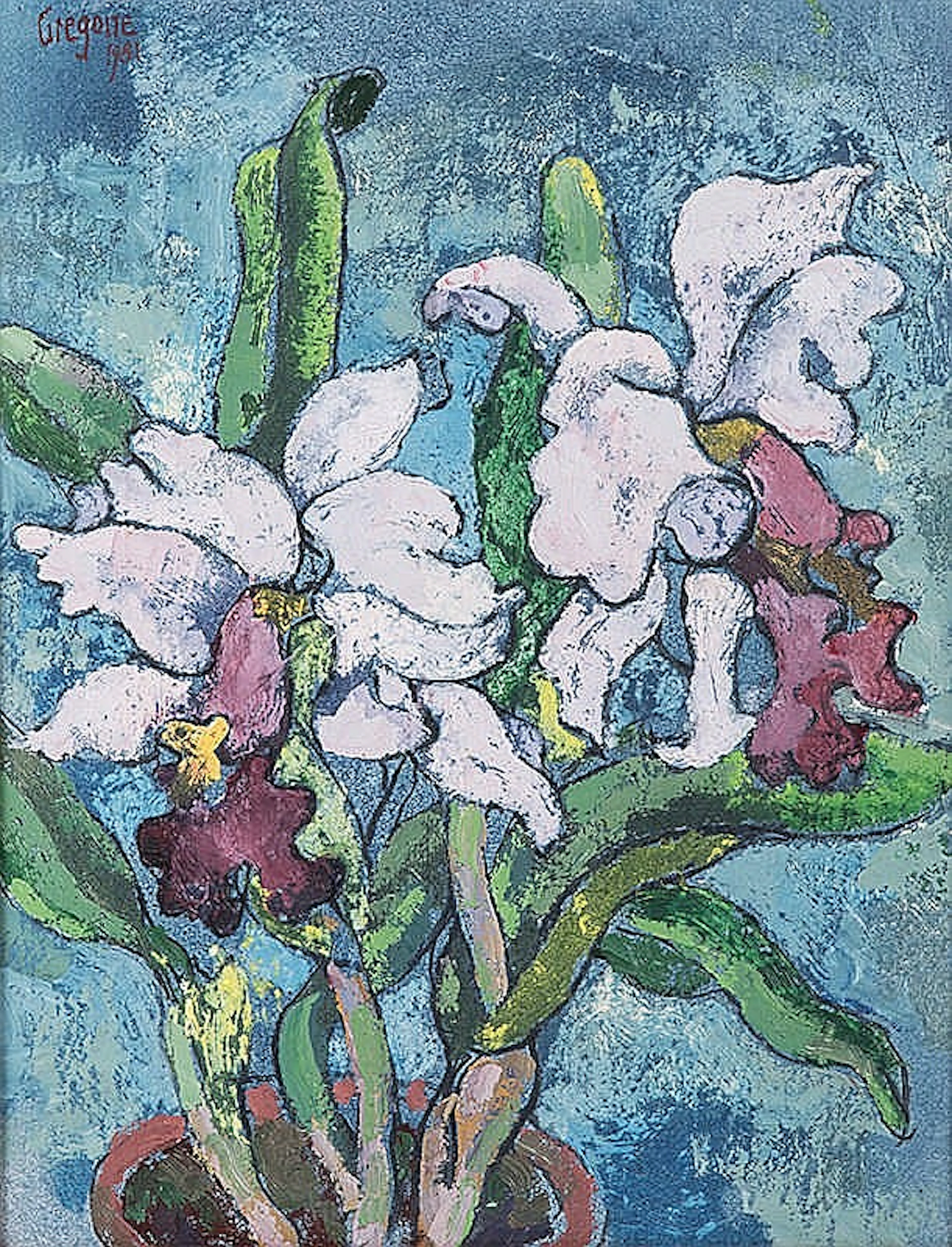 Gregoire Johannes Boonzaier (South African 1909-2005) BLUE ORCHIDS signed a