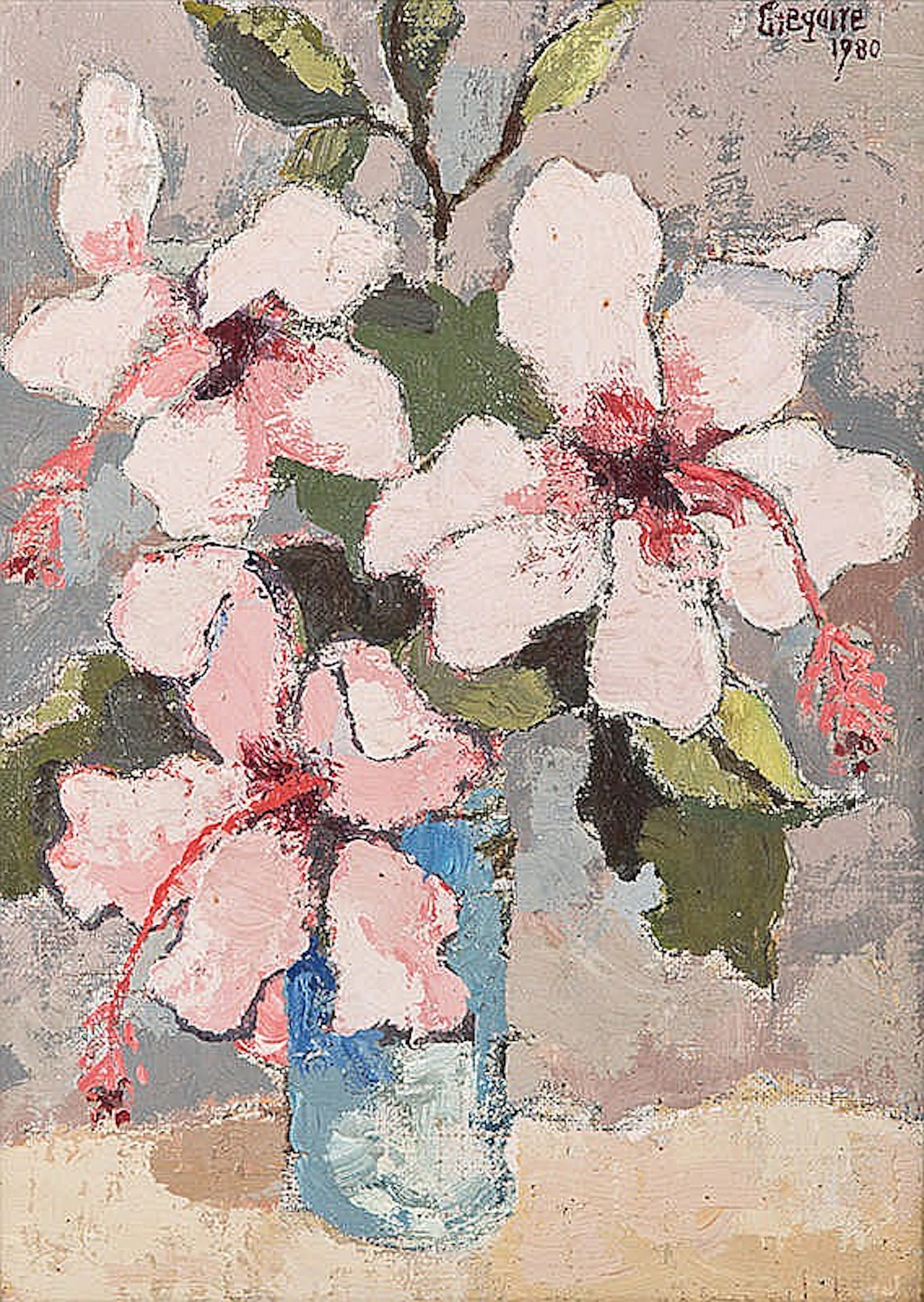 Gregoire Johannes Boonzaier (South African 1909-2005) PINK HIBISCUS signed