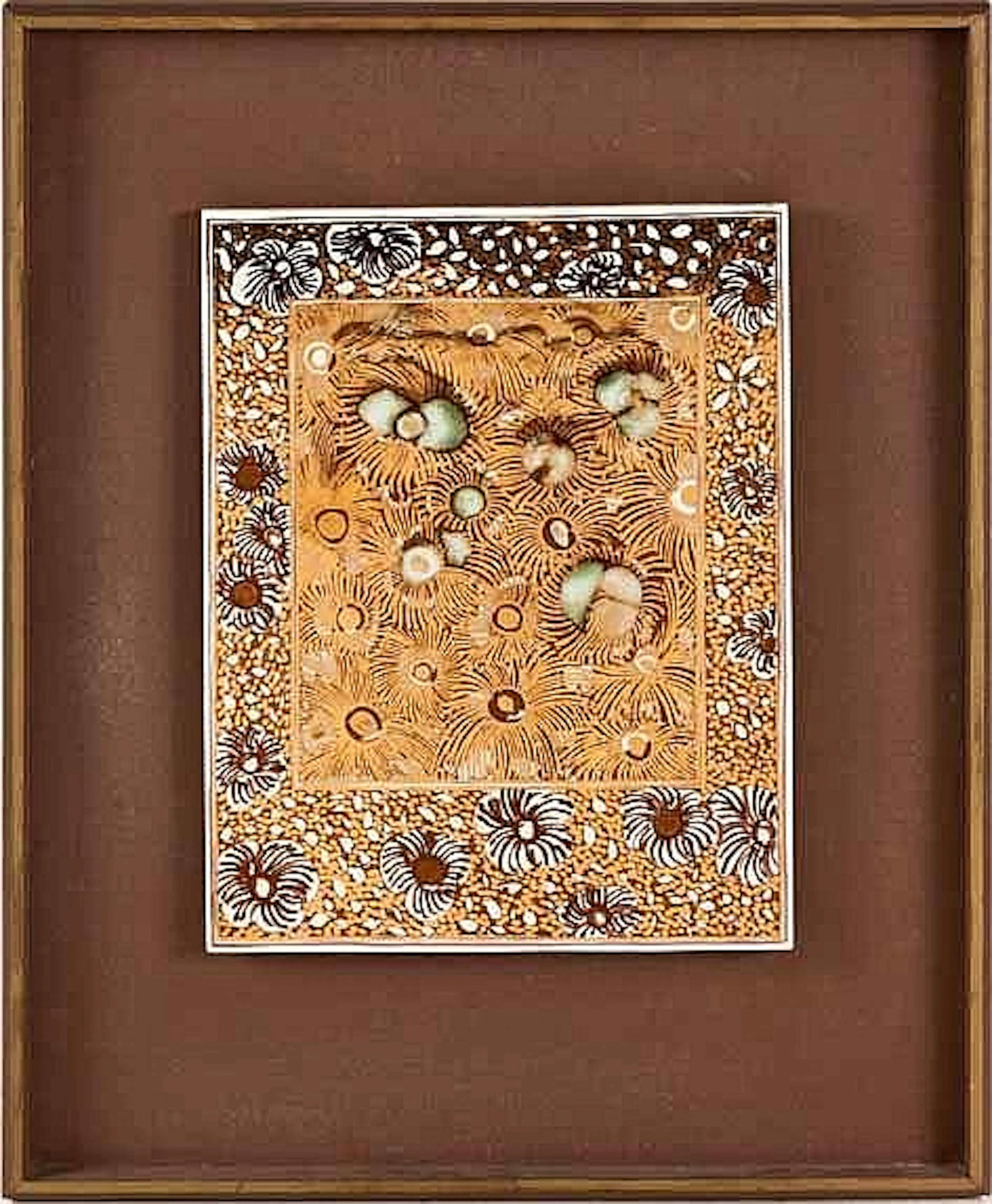 ESIAS BOSCH (1923-2010): A CERAMIC LUSTRE TILE decorated overall with flowe