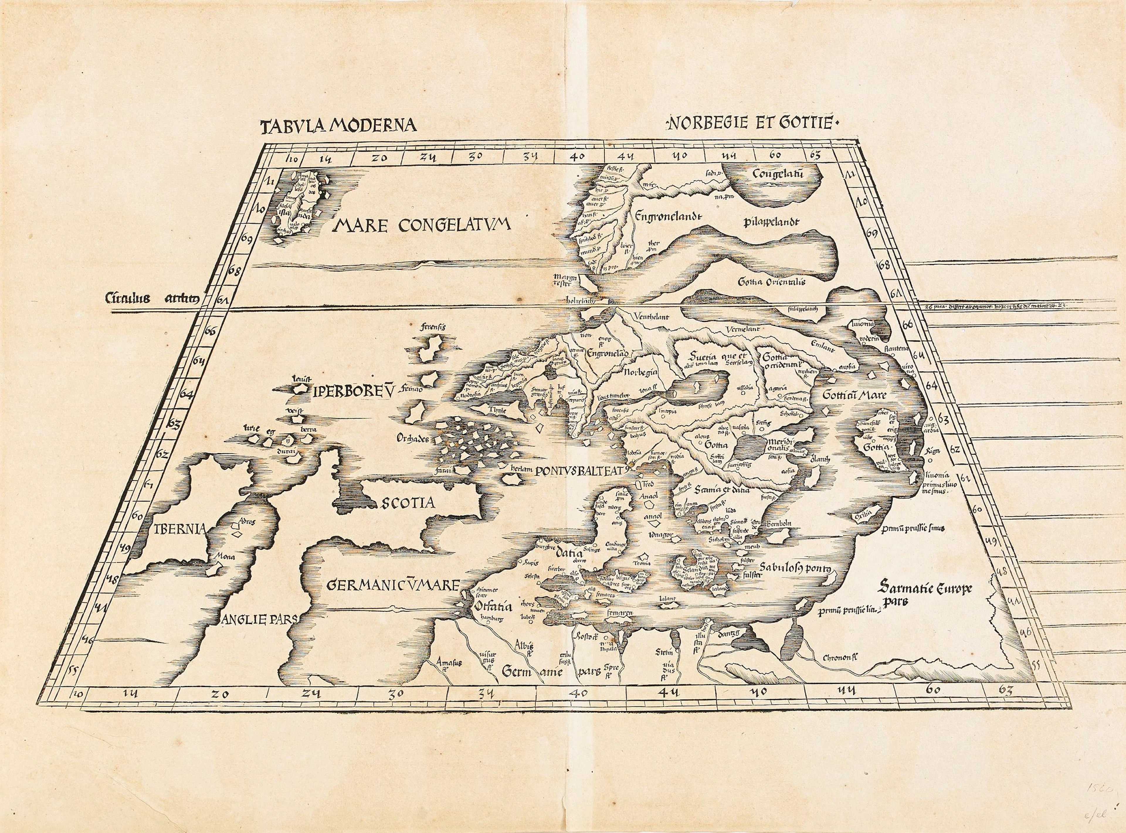 Early printed map of Scandinavia